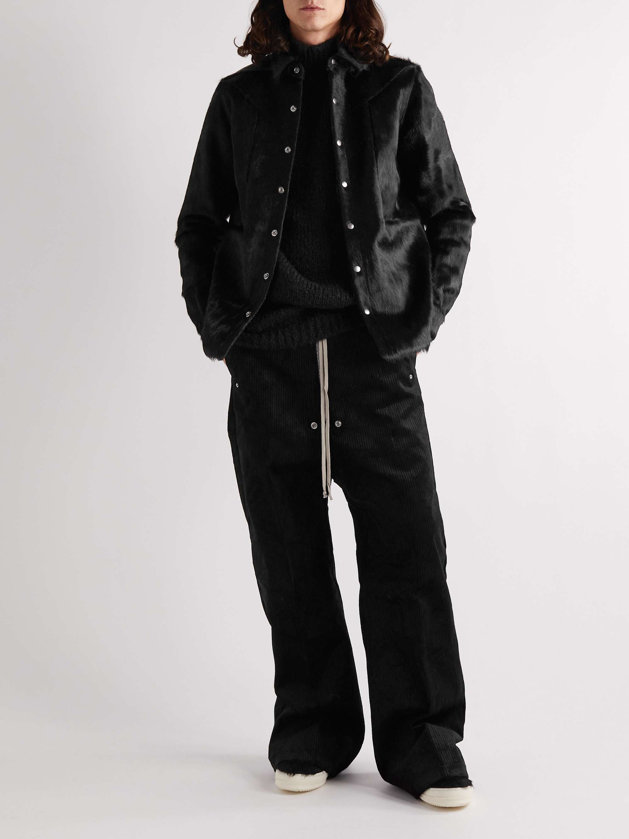 RICK OWENS Classic Collar Pony Hair Overshirt