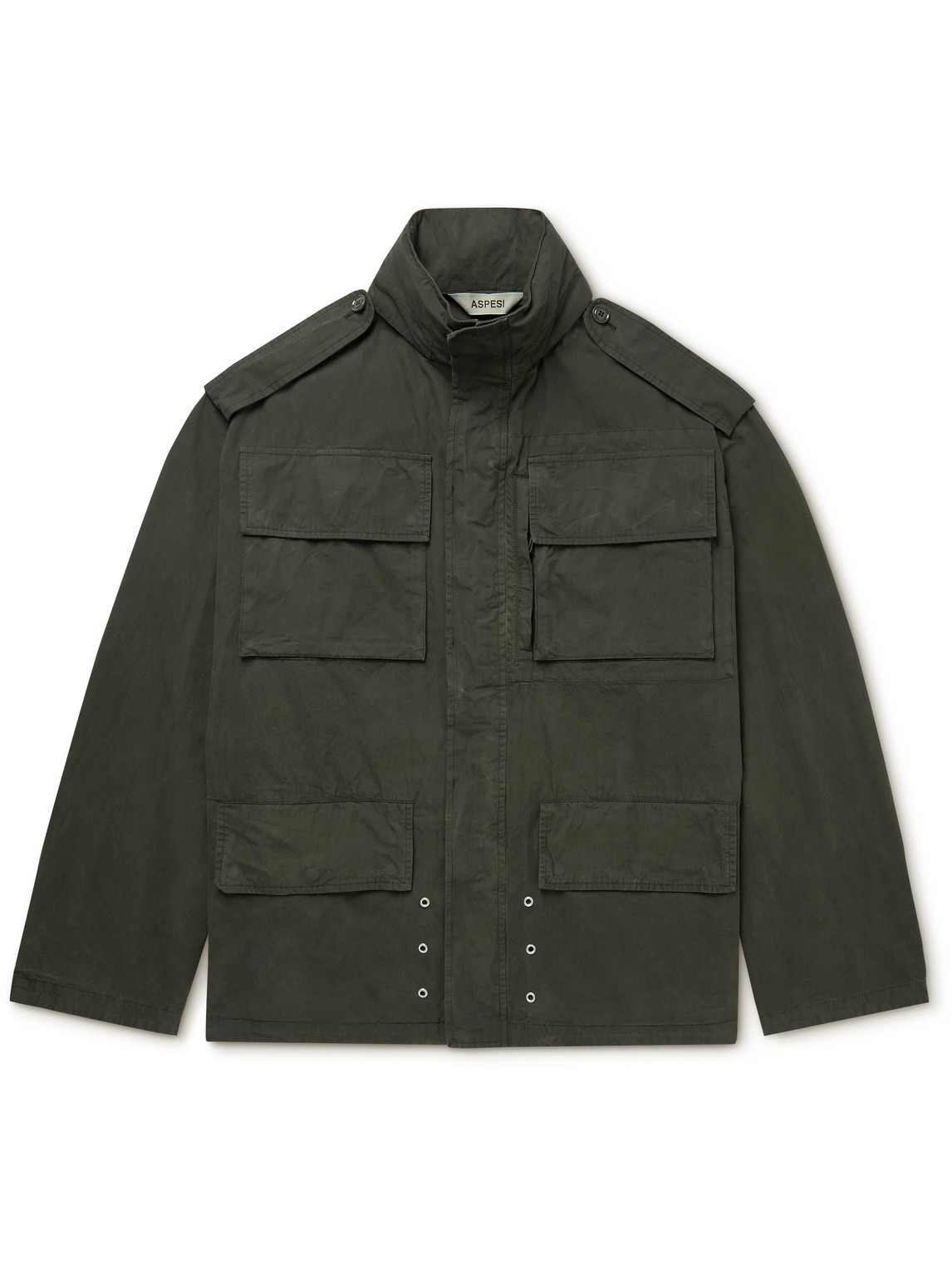 ASPESI - Garment-Dyed Cotton Hooded Jacket - Men - Green - XXL