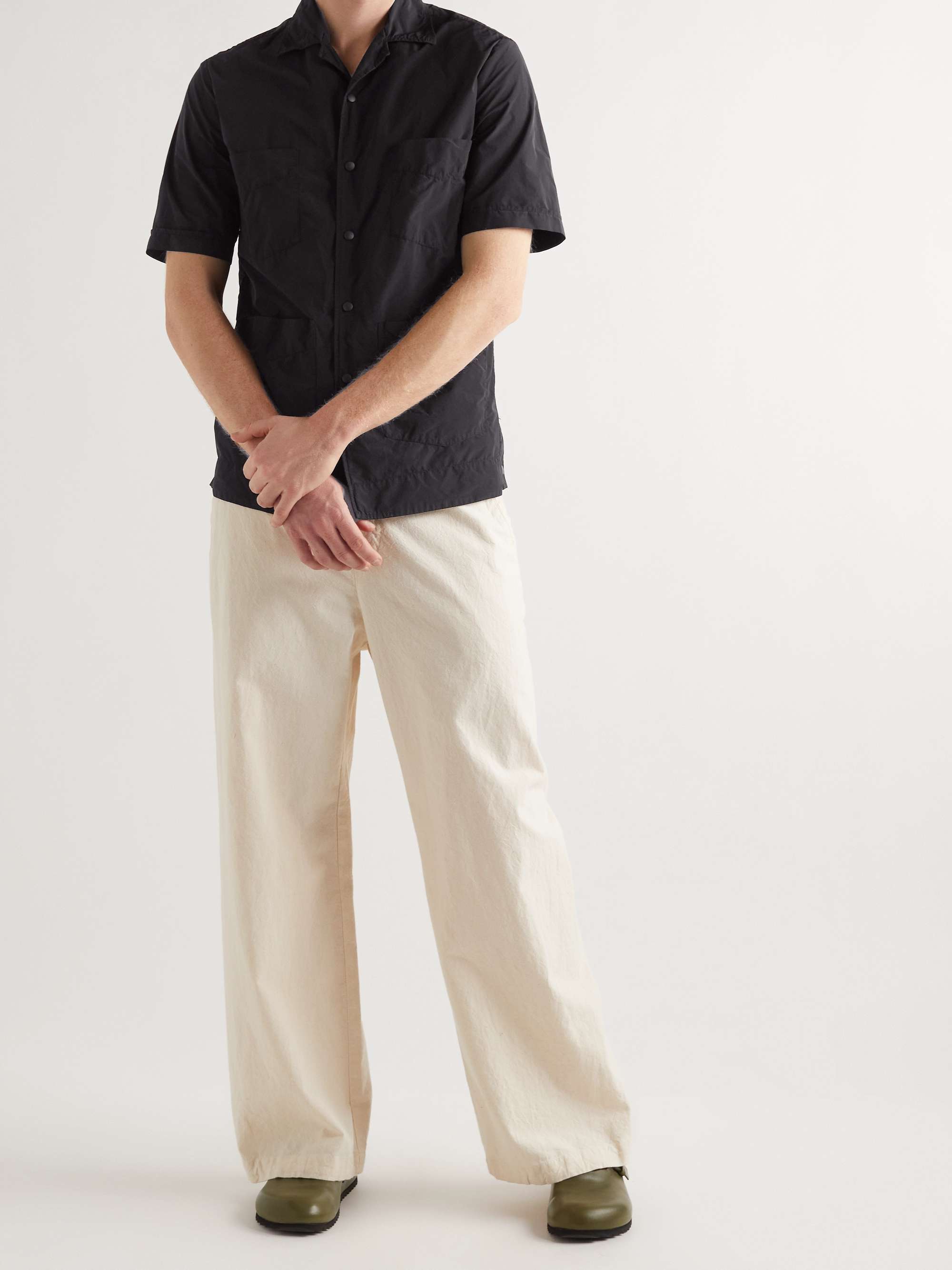 ASPESI Camp-Collar Garment-Dyed Shell Shirt