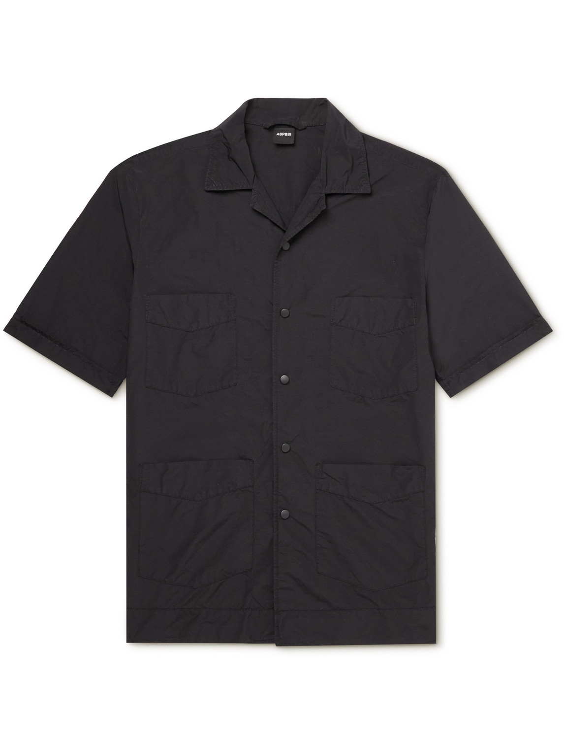 ASPESI - Camp-Collar Garment-Dyed Shell Shirt - Men - Black - EU 40