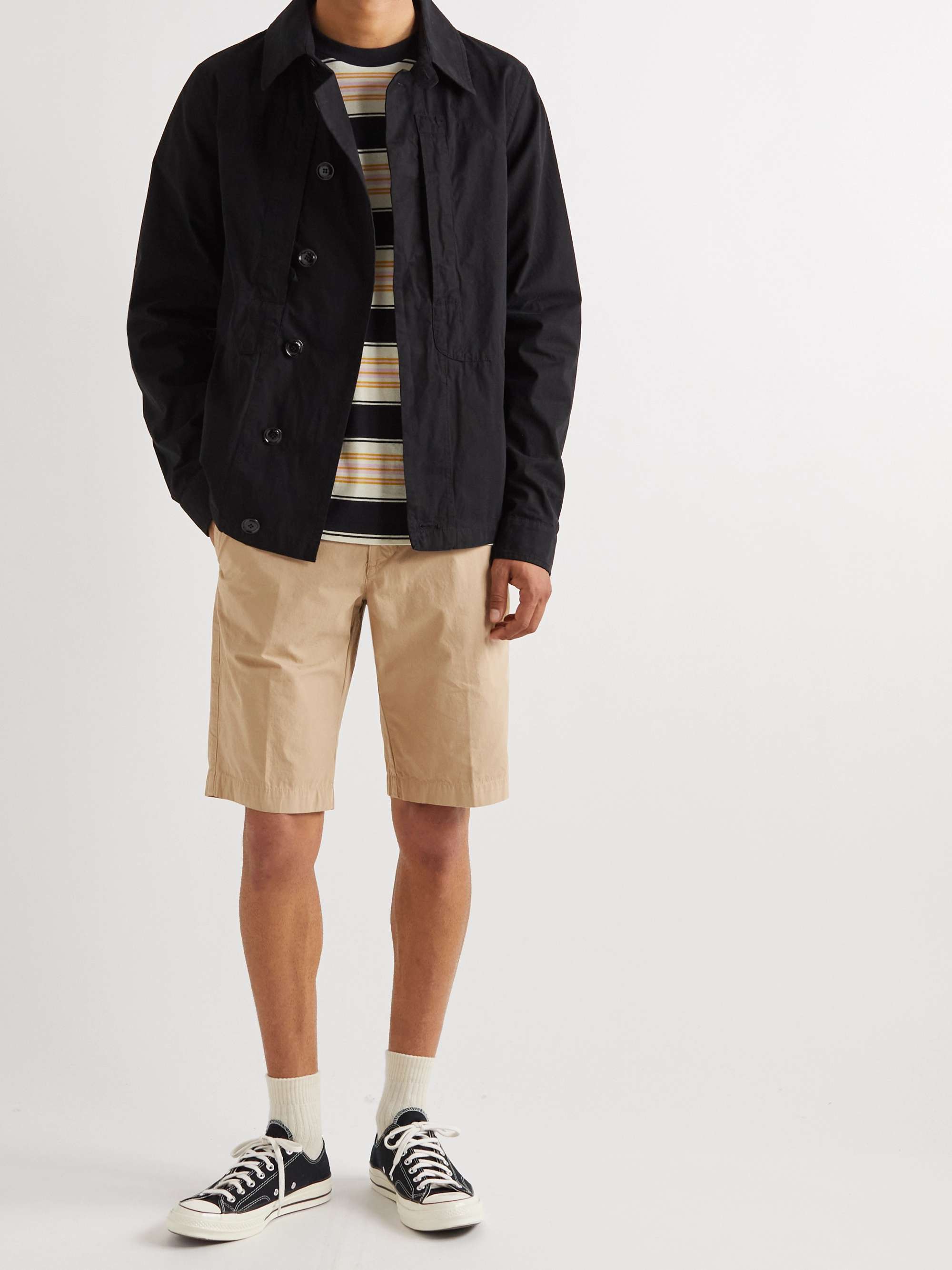 ASPESI Straight-Leg Garment-Dyed Cotton Bermuda Shorts