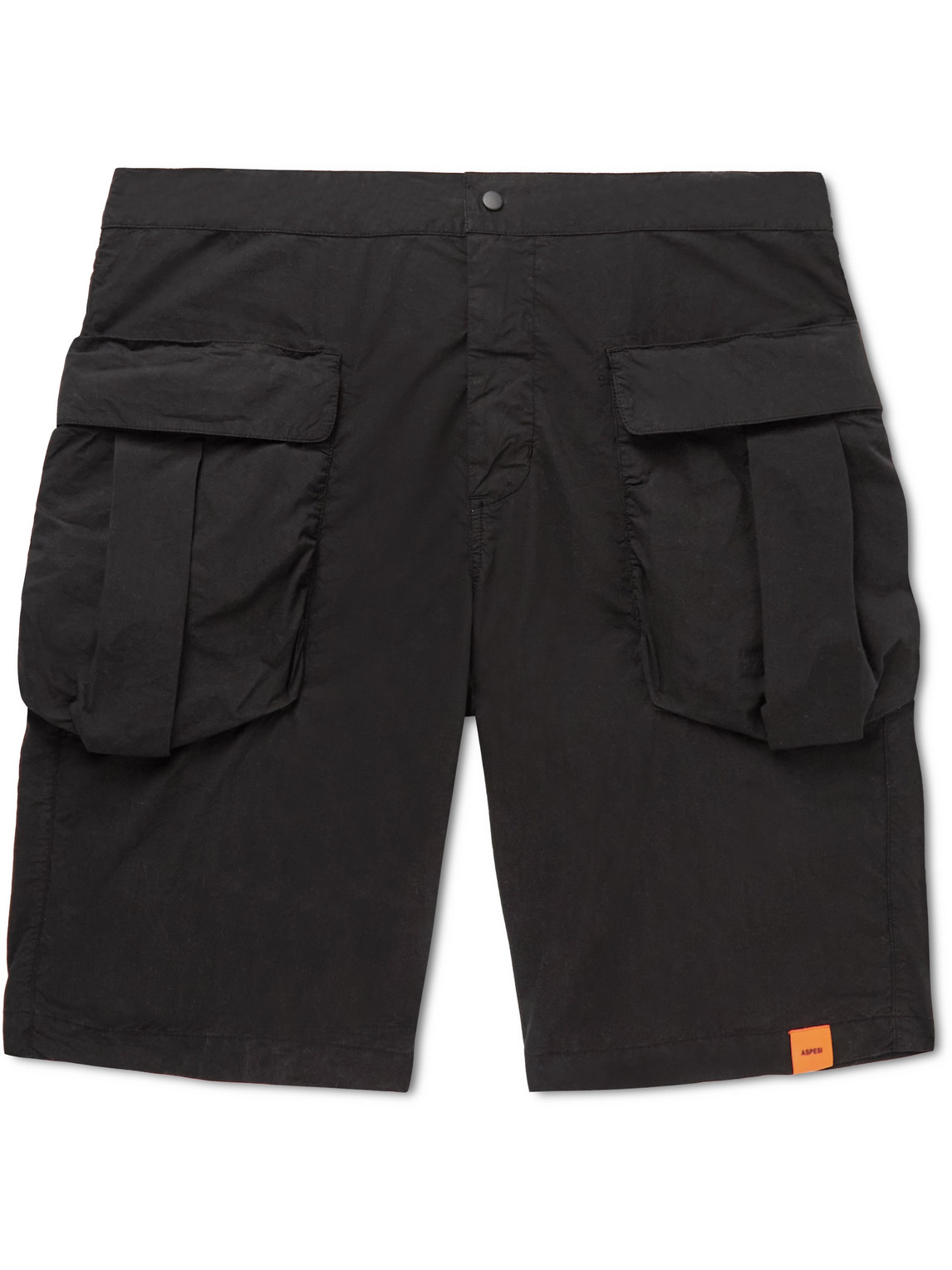 ASPESI - Straight-Leg Cotton-Poplin Cargo Shorts - Men - Black - IT 54