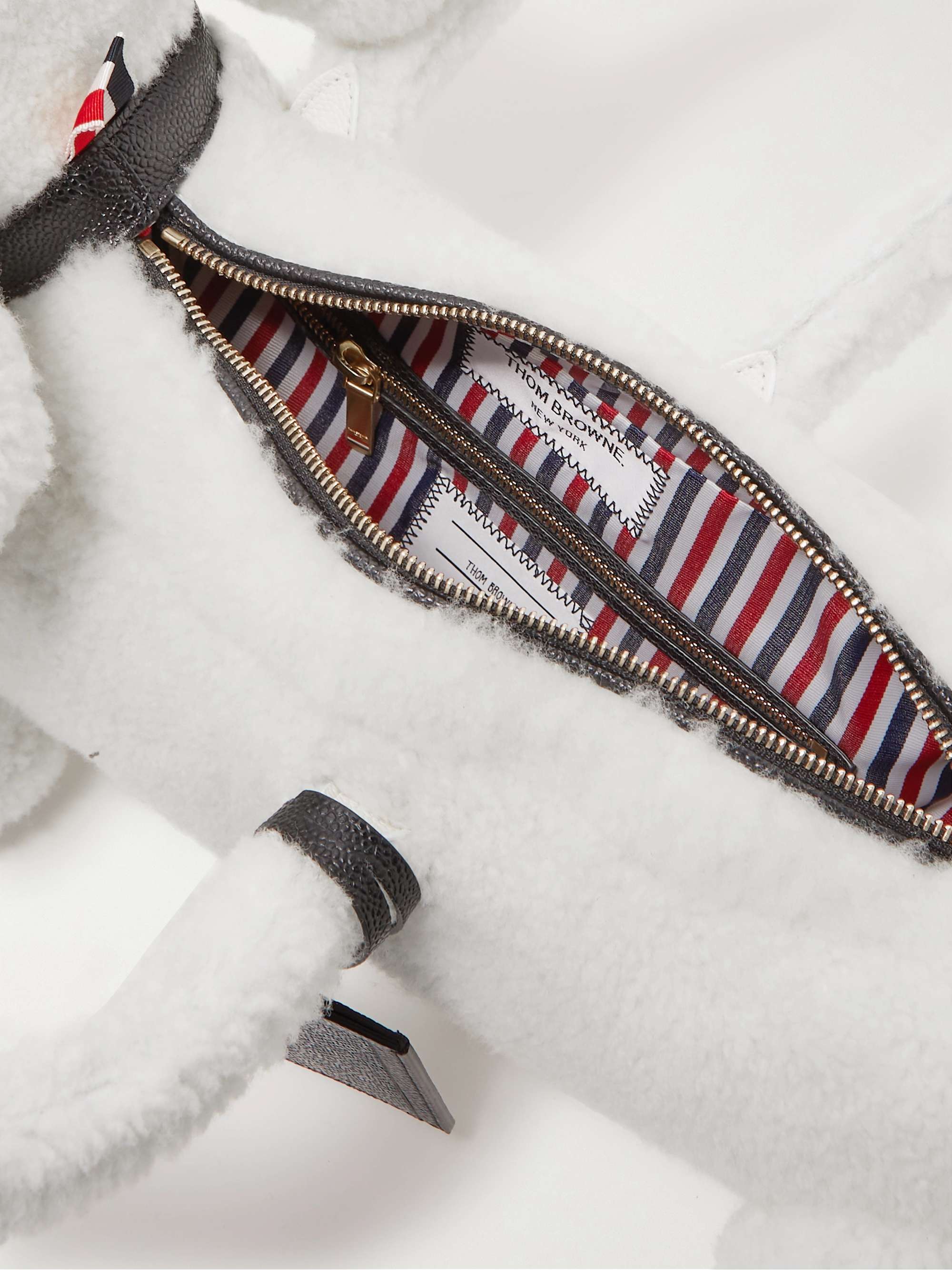 THOM BROWNE Hector Leather-Trimmed Wool-Felt Pouch