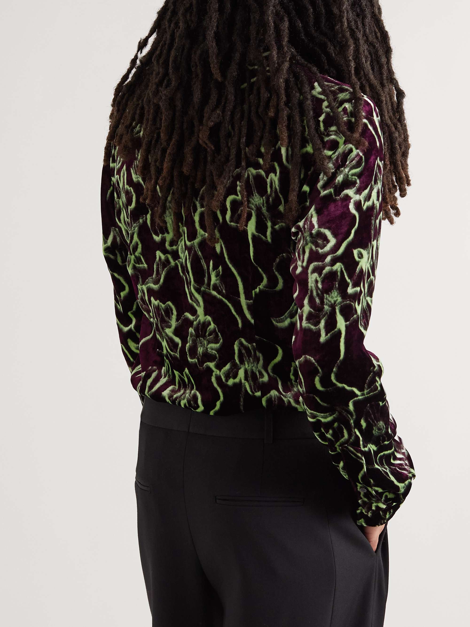 DRIES VAN NOTEN Slim-Fit Floral-Print Velvet Shirt