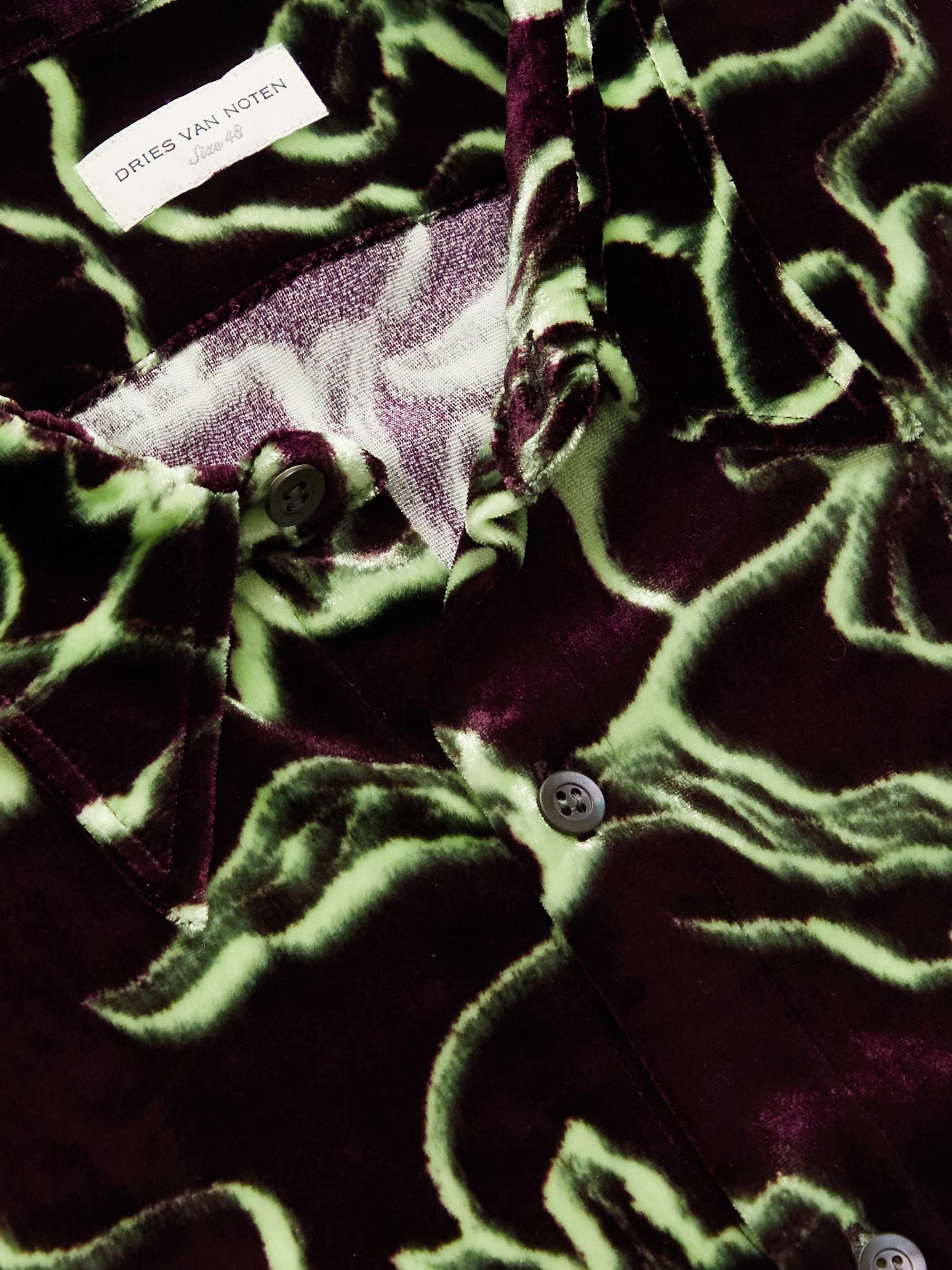 DRIES VAN NOTEN Slim-Fit Floral-Print Velvet Shirt