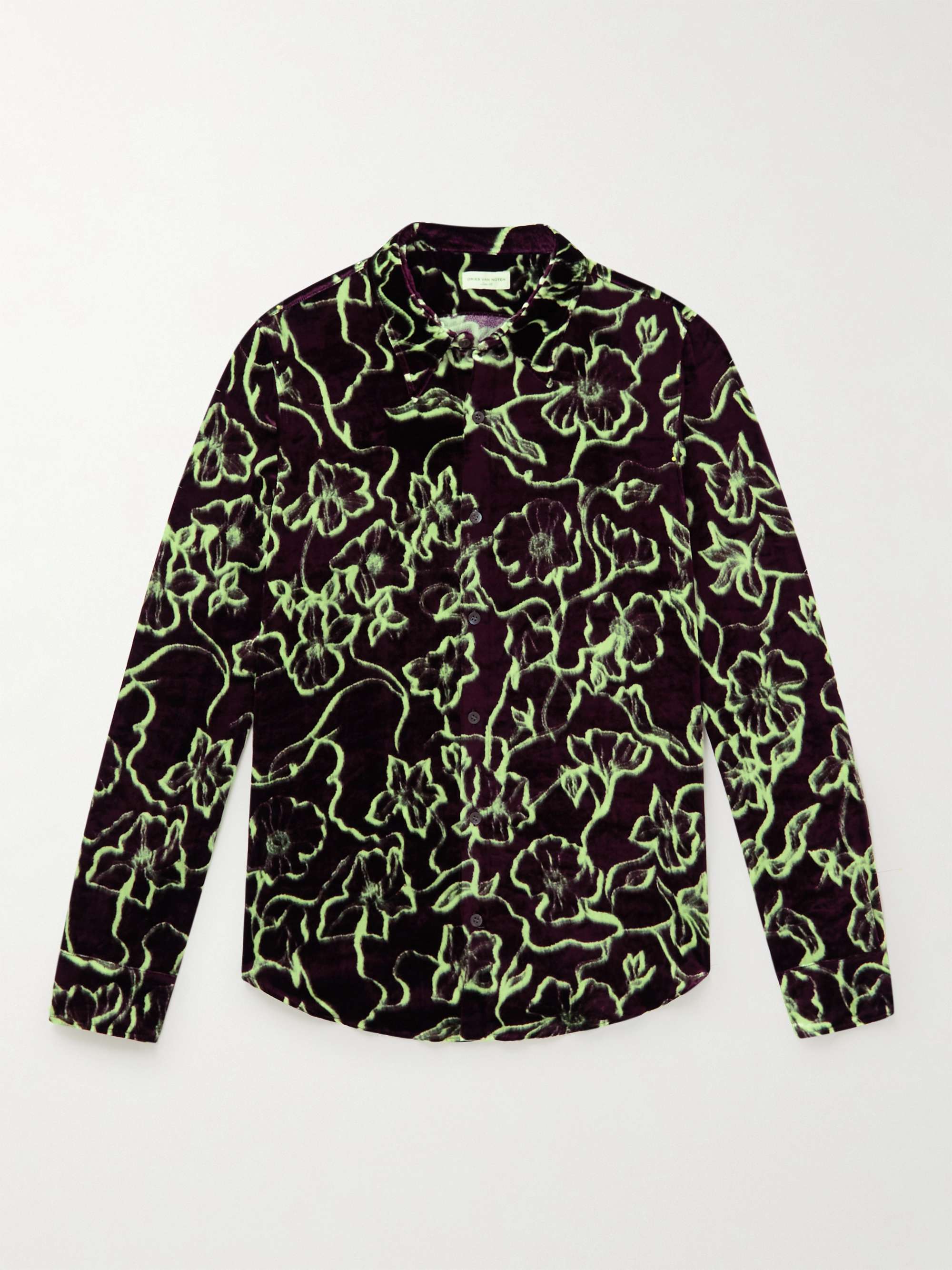 DRIES VAN NOTEN Slim-Fit Floral-Print Velvet Shirt for Men | MR PORTER