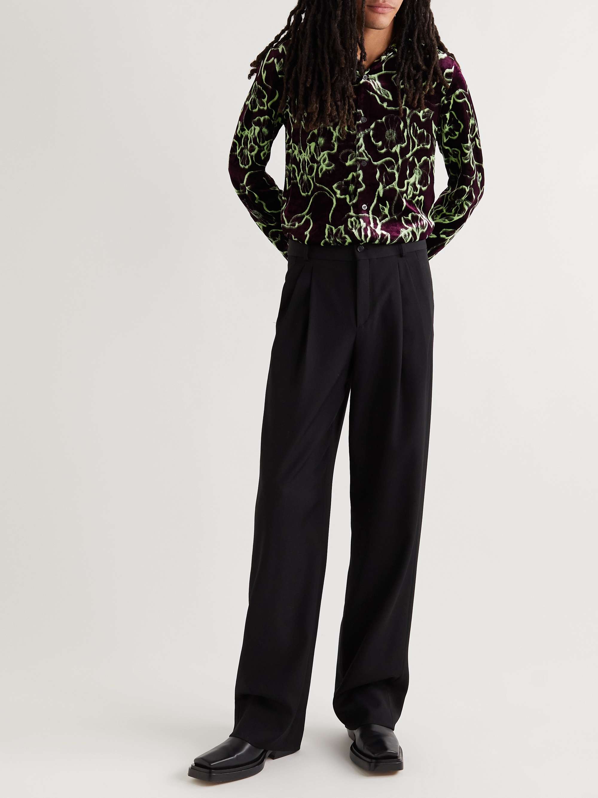DRIES VAN NOTEN Slim-Fit Floral-Print Velvet Shirt