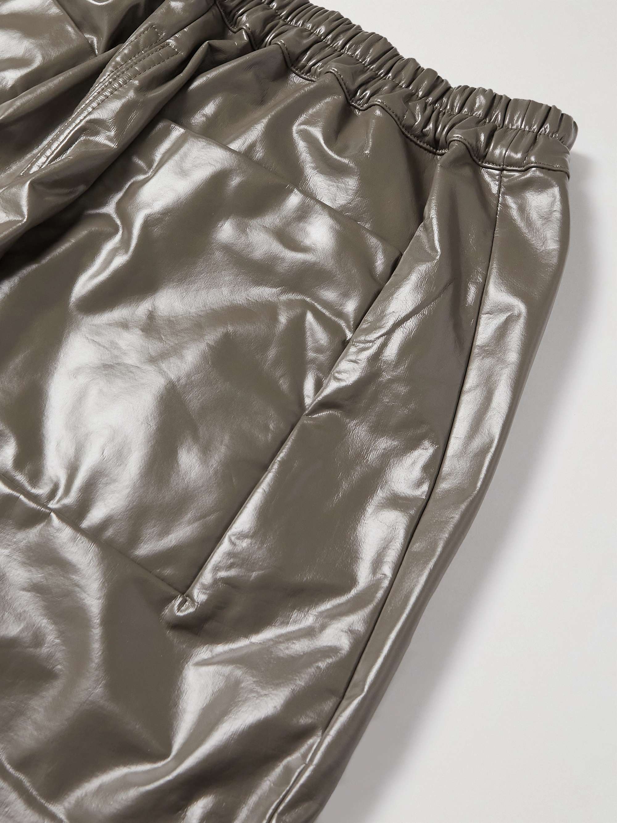 DRKSHDW BY RICK OWENS MT Drawstring Long Wide-Leg Coated Cotton-Blend Jersey Trousers