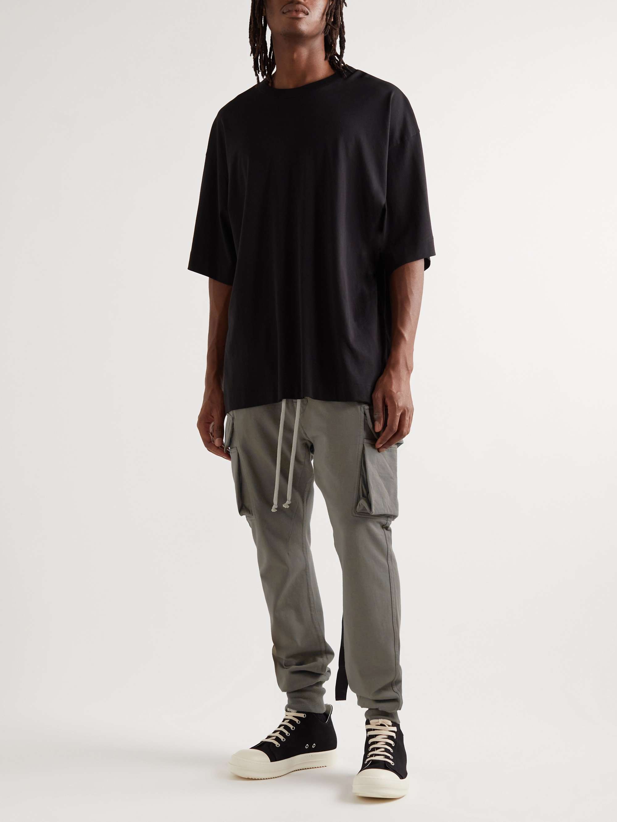 Mastodon Slim-Fit Tapered Cotton-Jersey Cargo Drawstring Trousers