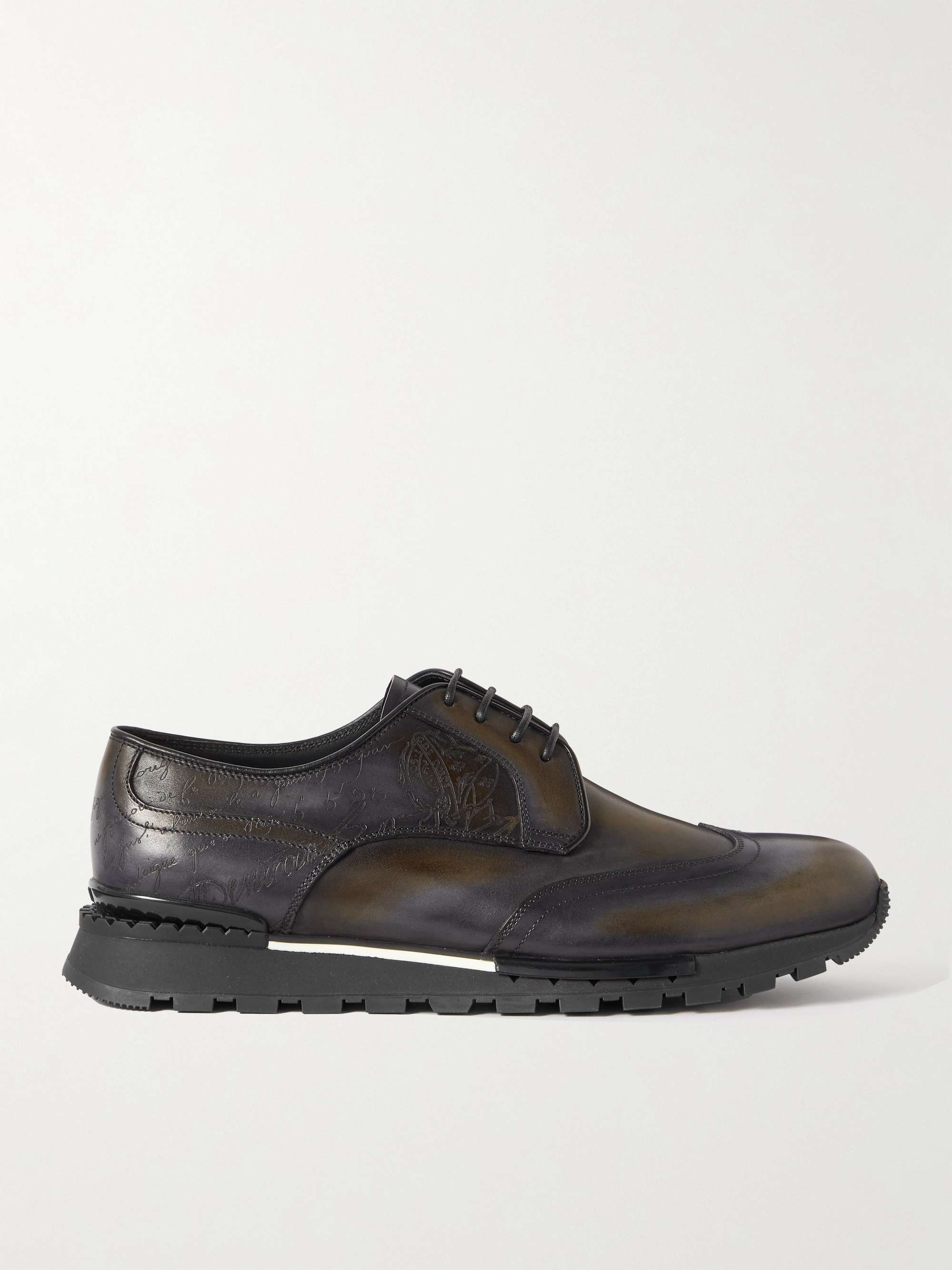 Berluti Men's Fast Track Scritto Leather Derby Sneakers - Bergdorf Goodman