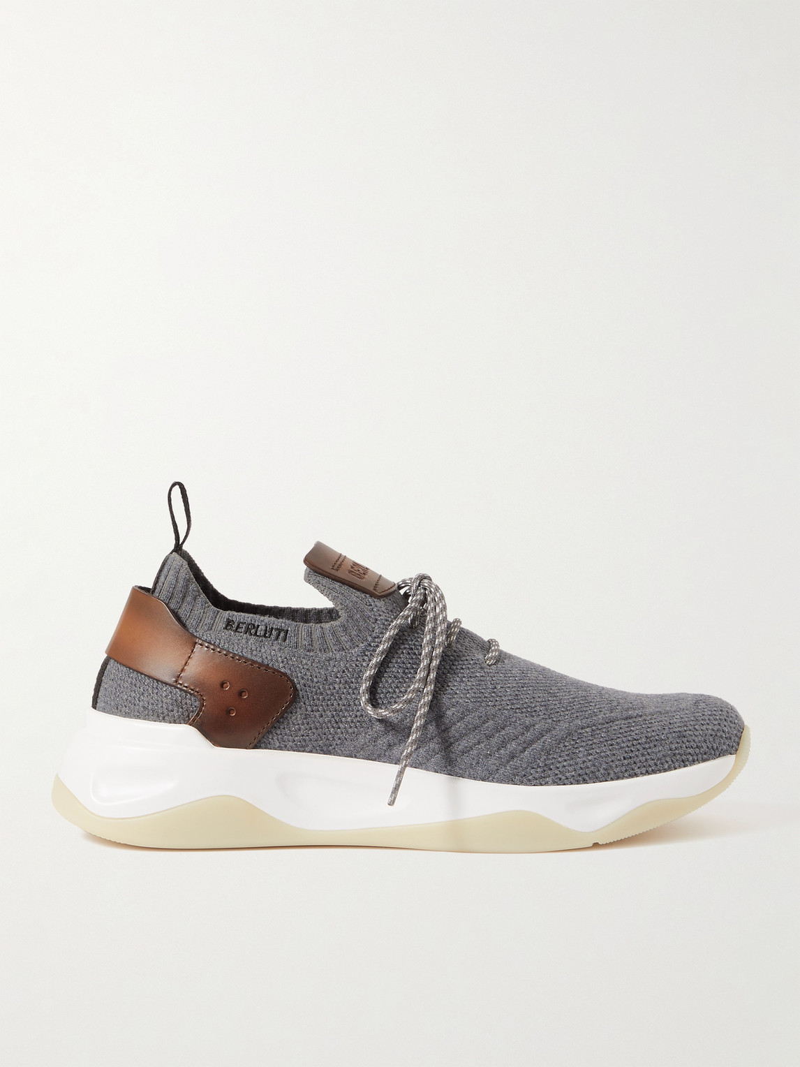 Berluti Shadow Venezia Leather-Trimmed Stretch-Knit Sneakers - Men