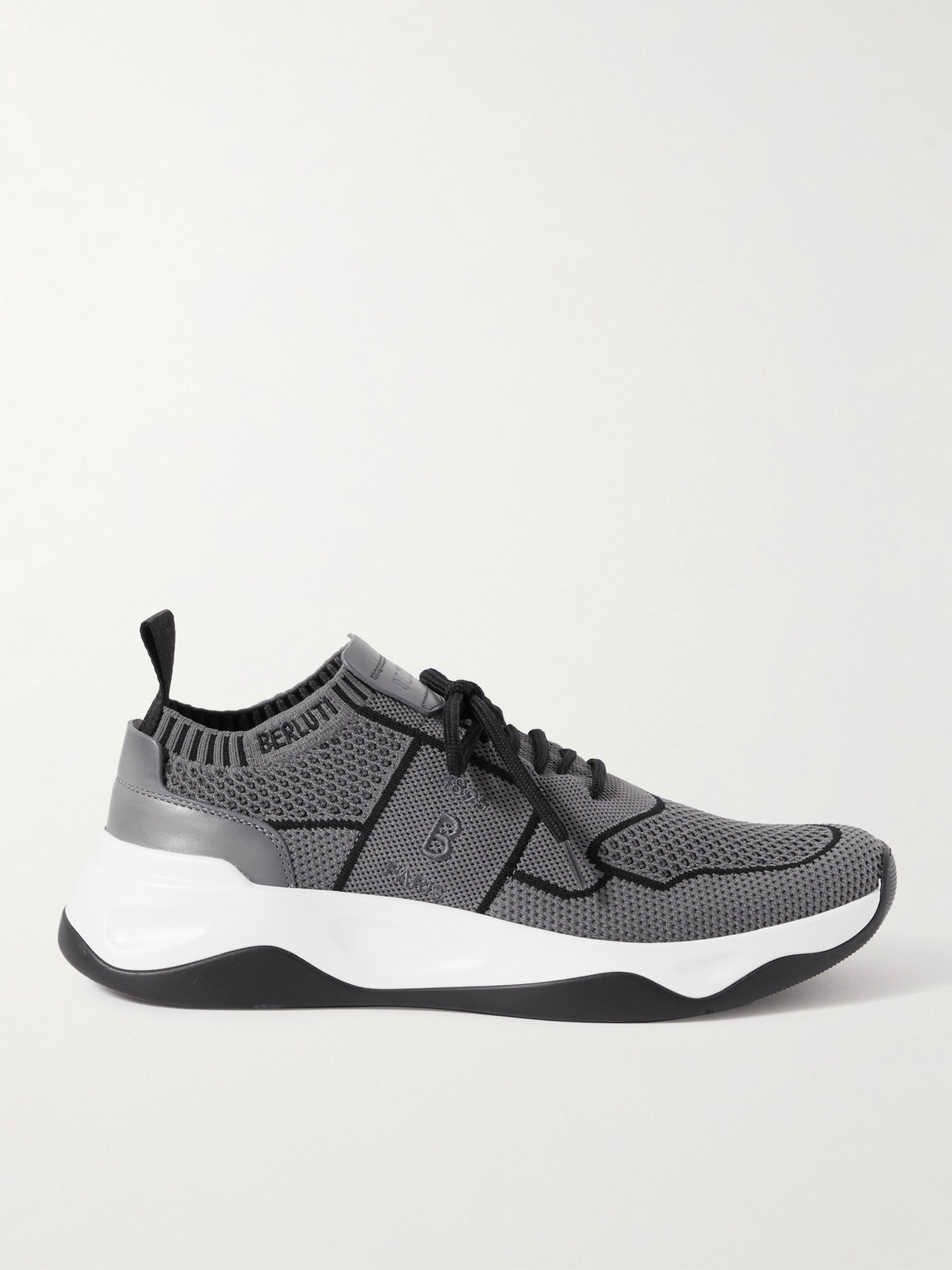 Berluti Shadow Venezia Leather-Trimmed Stretch-Knit Sneakers - Men