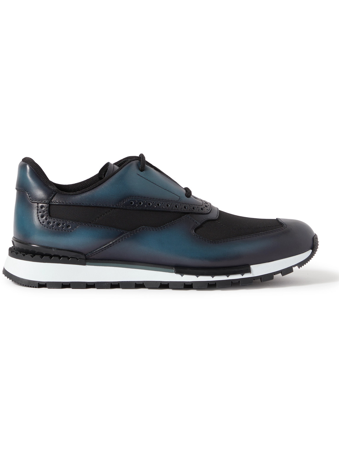 Berluti Fast Track Venezia Leather And Shell Sneakers In Blue