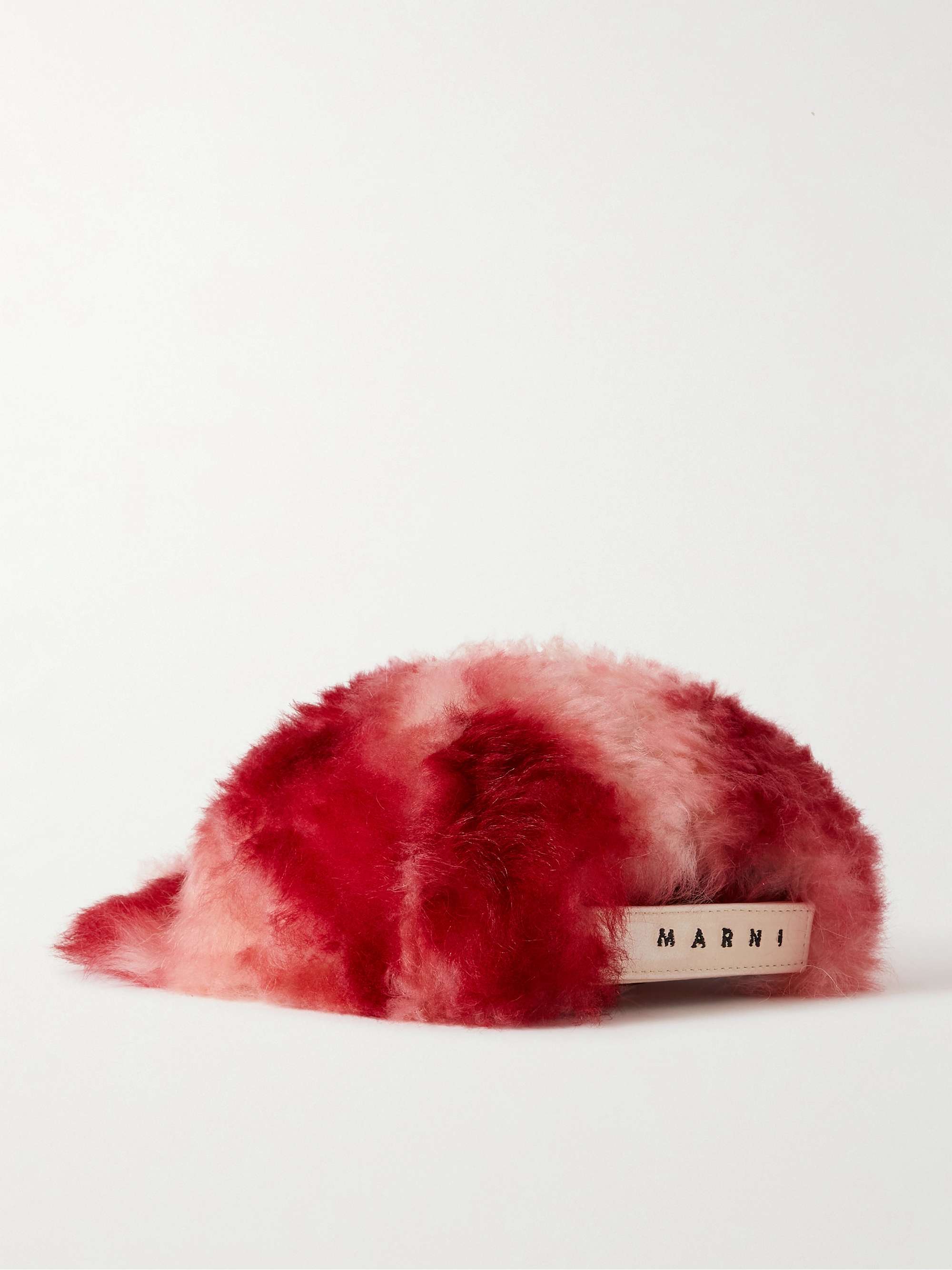 MARNI Striped Leather-Trimmed Shearling Baseball Cap