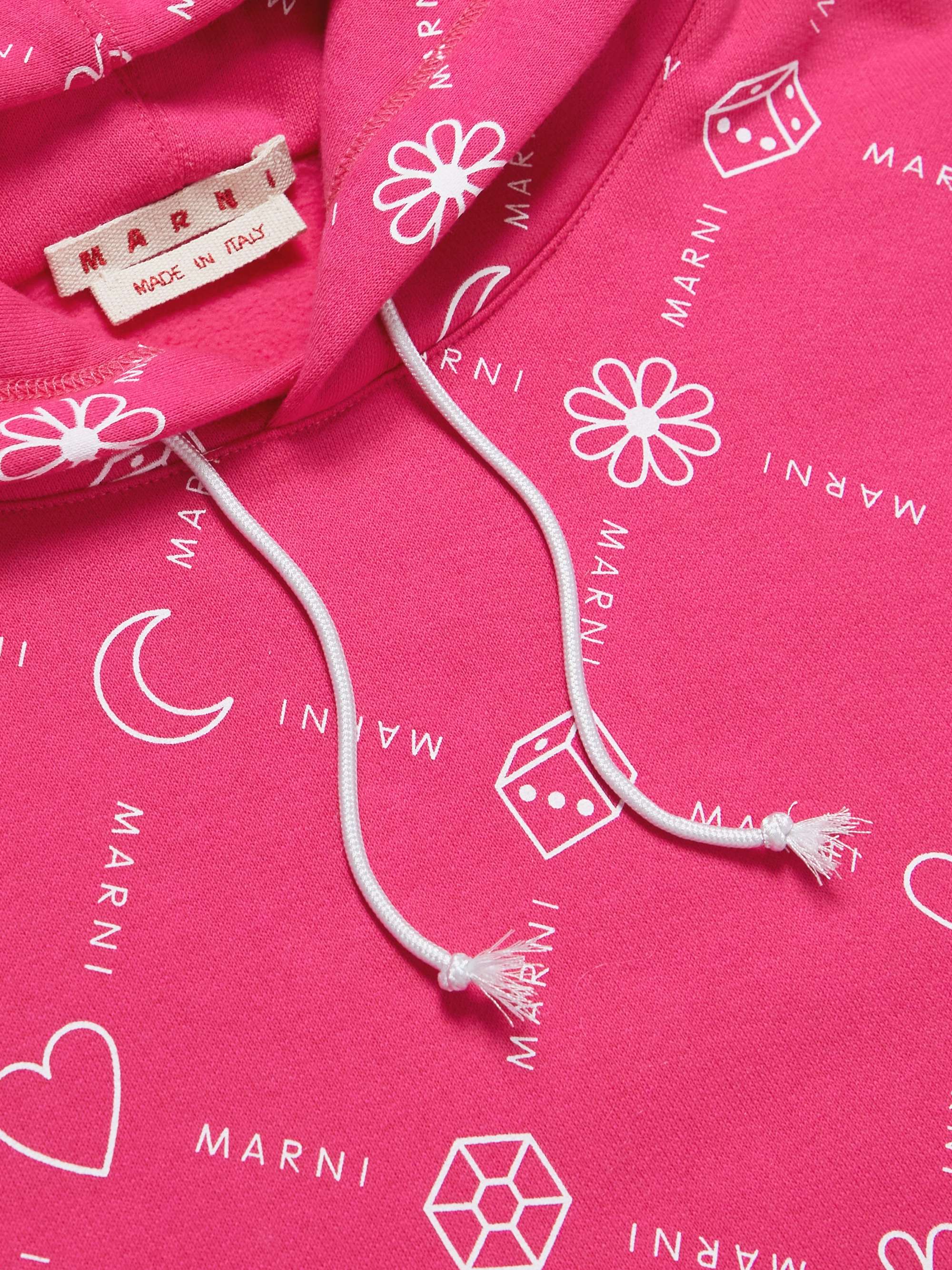 MARNI Logo-Print Cotton-Jersey Hooide