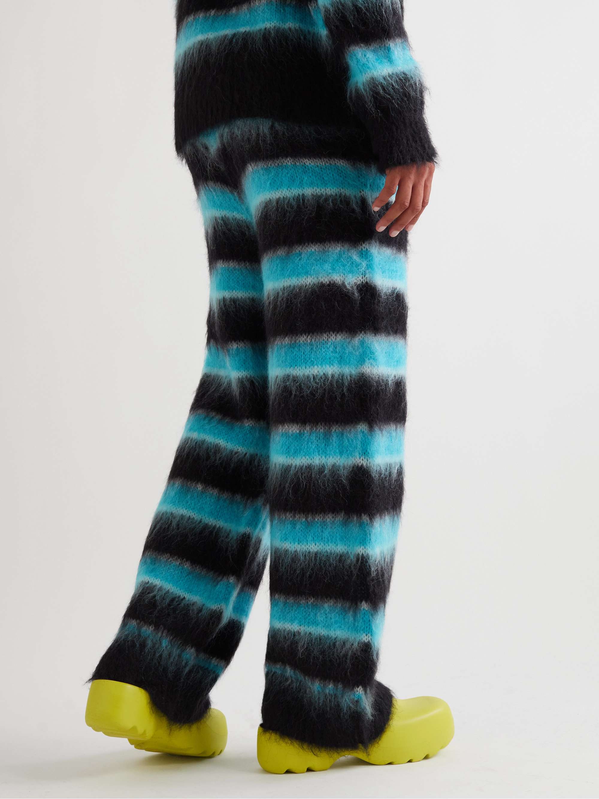 MARNI Straight-Leg Striped Mohair-Blend Drawstring Trousers