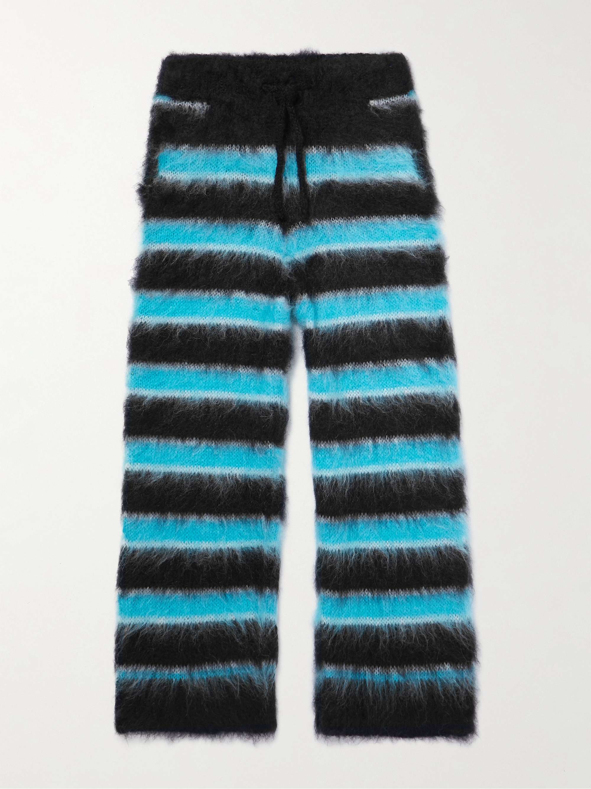 MARNI Straight-Leg Striped Mohair-Blend Drawstring Trousers for Men