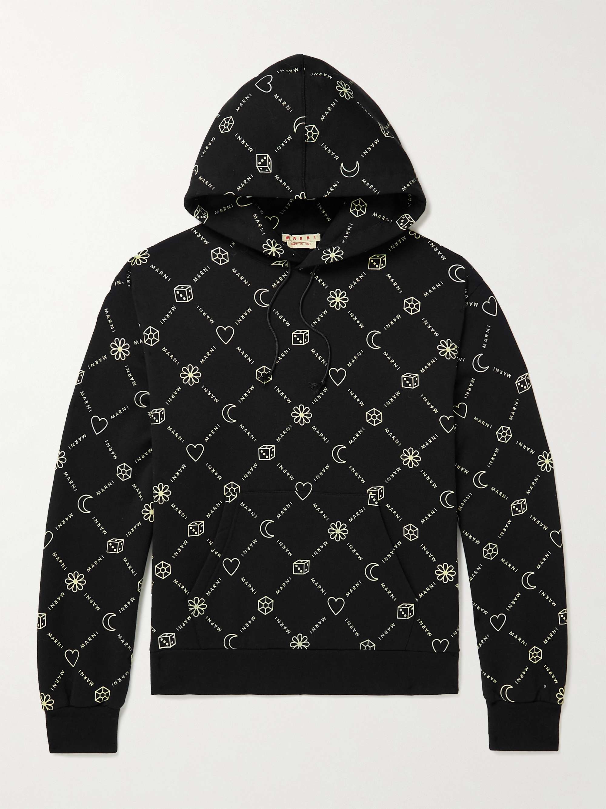 MARNI Logo-Print Cotton-Jersey Hoodie for Men | MR PORTER