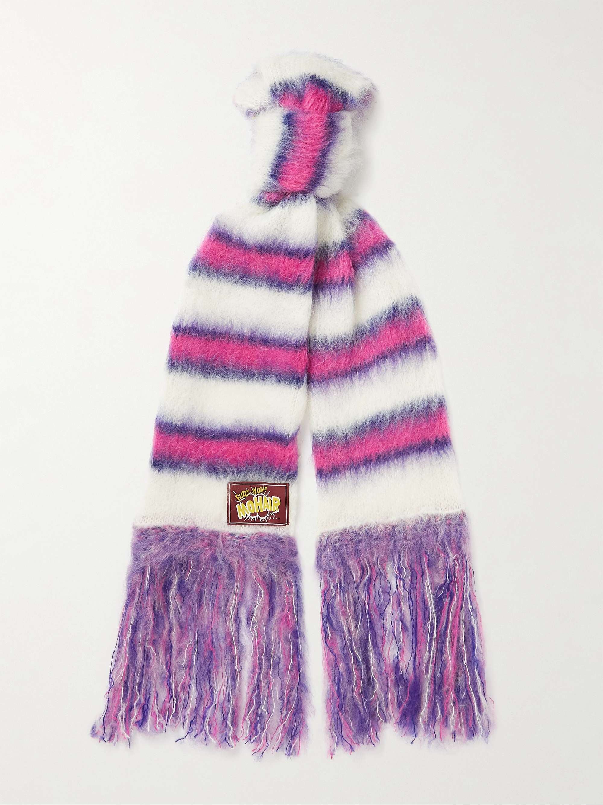 MARNI Fringed Striped Mohair-Blend Scarf