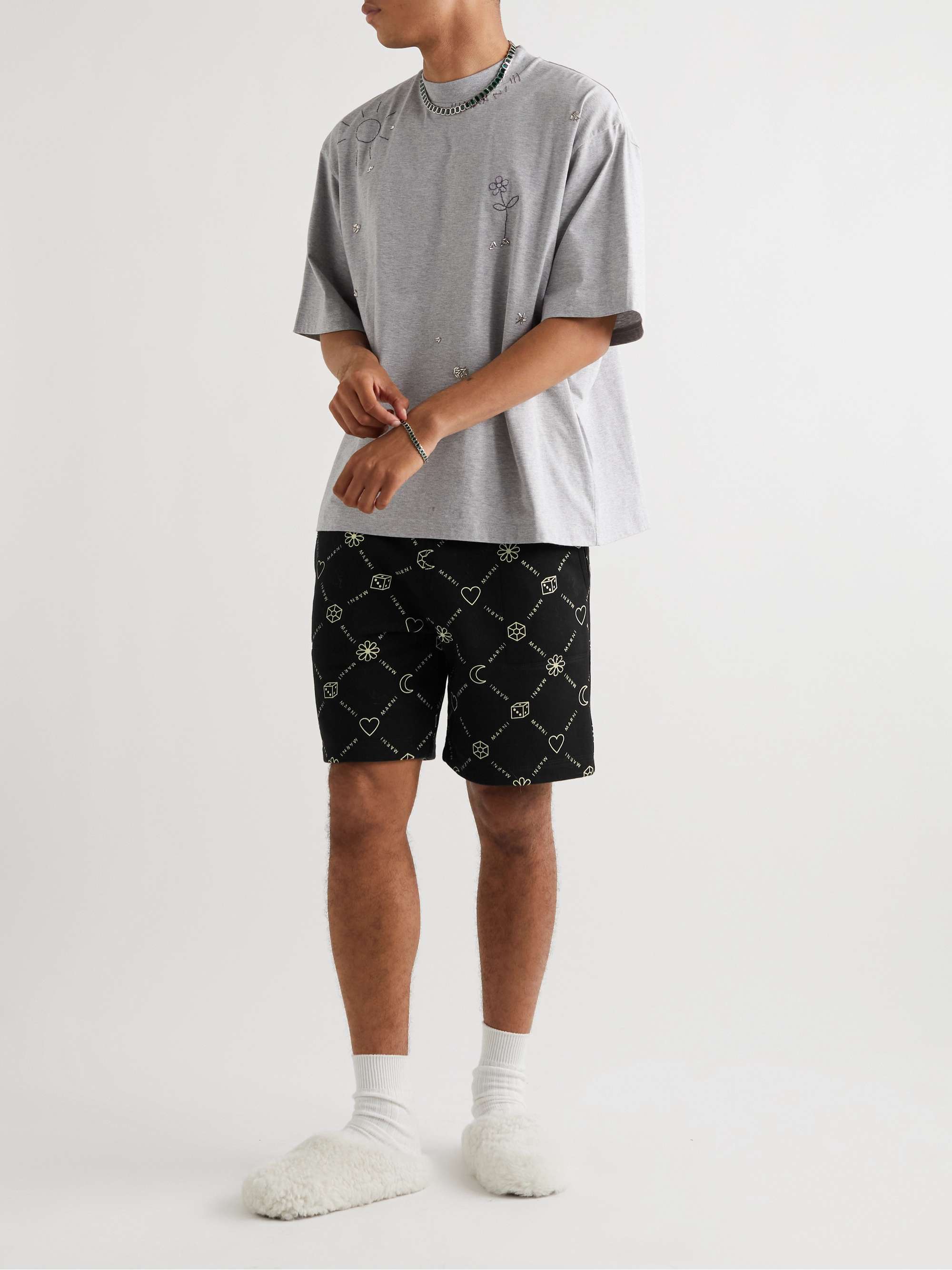 Marni logo-print Shorts - Blue