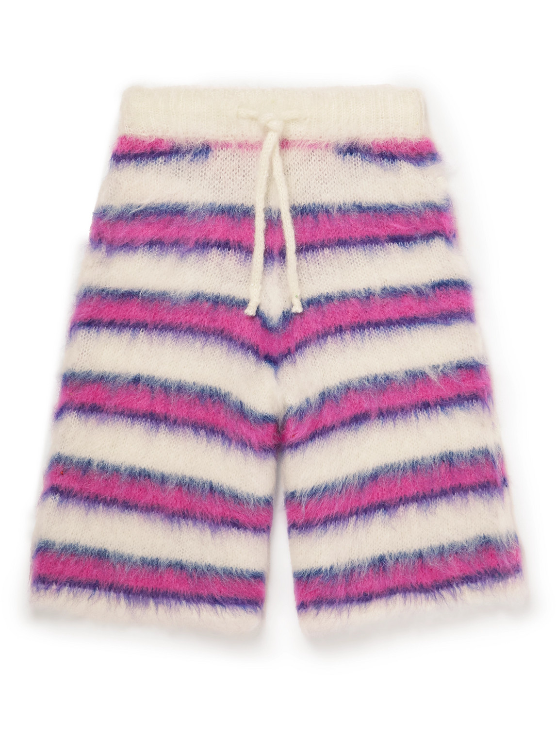 Marni Wide-leg Striped Mohair-blend Drawstring Shorts In
