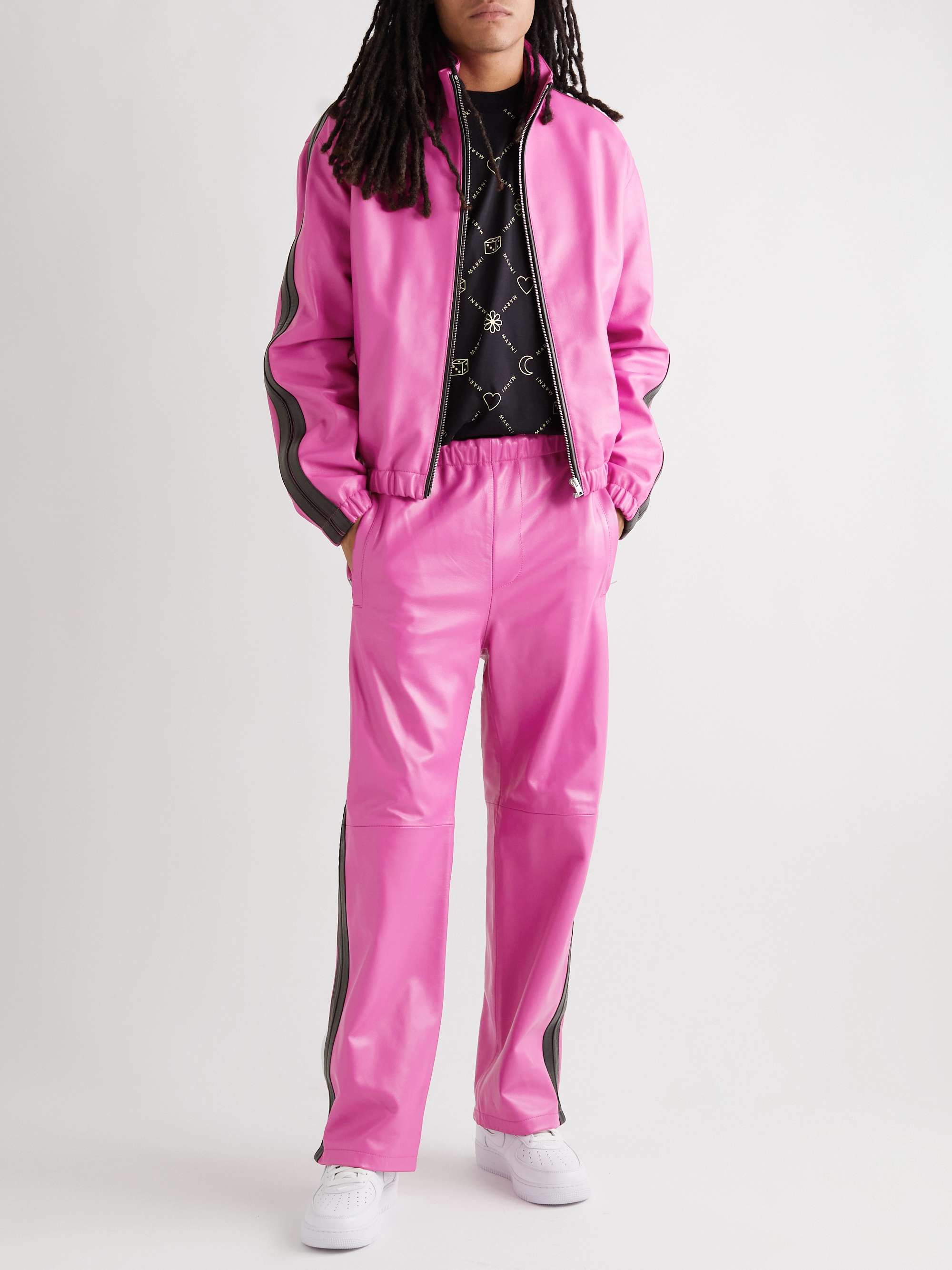 MARNI Striped Leather Track Jacket for Men | MR PORTER