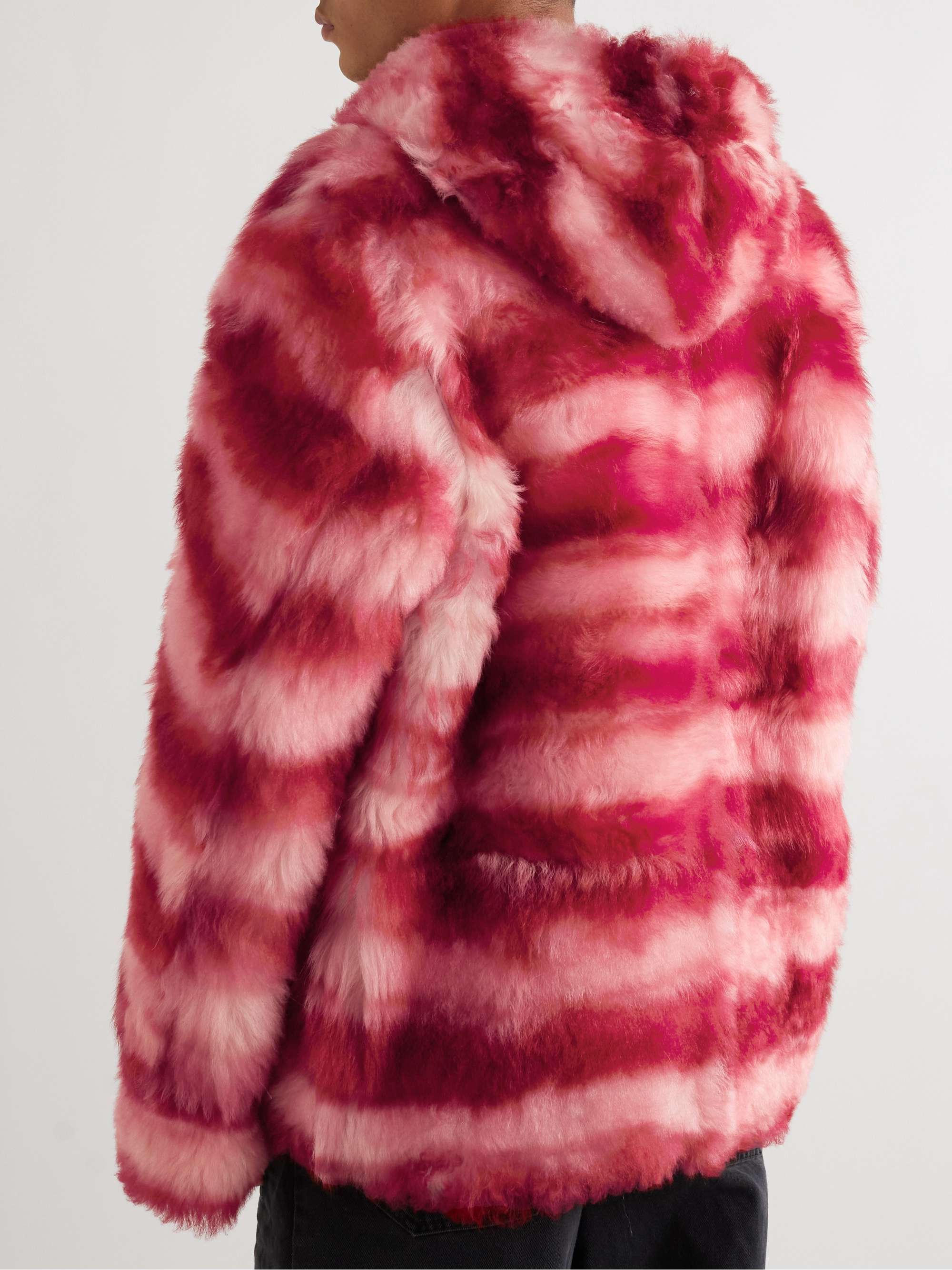 MARNI Striped Shearling Hooded Jacket