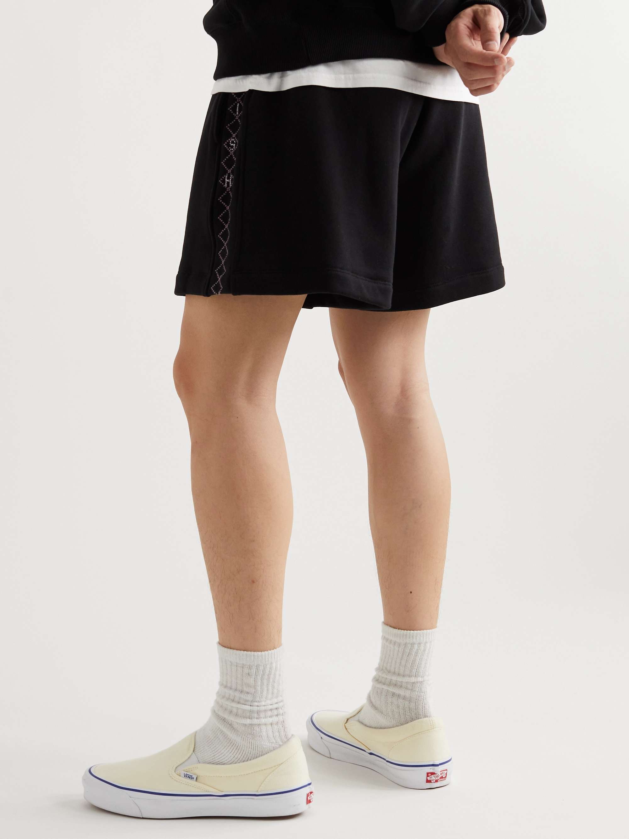 ADISH Wide-Leg Logo-Embroidered Cotton-Jersey Drawstring Shorts