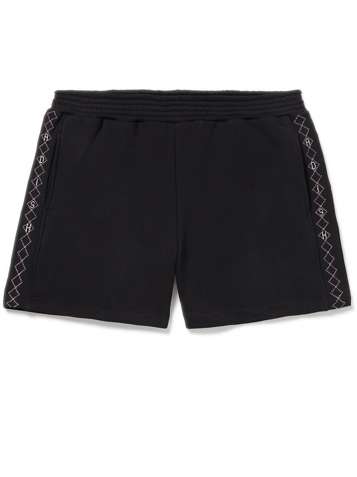 Wide-Leg Logo-Embroidered Cotton-Jersey Drawstring Shorts