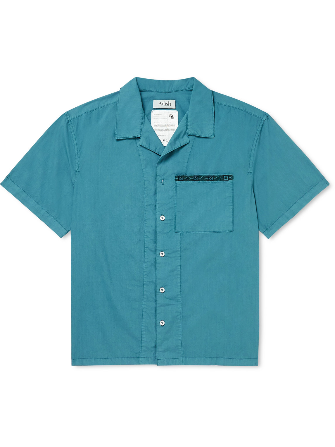 Camp-Collar Embroidered Garment-Dyed Cotton-Poplin Shirt