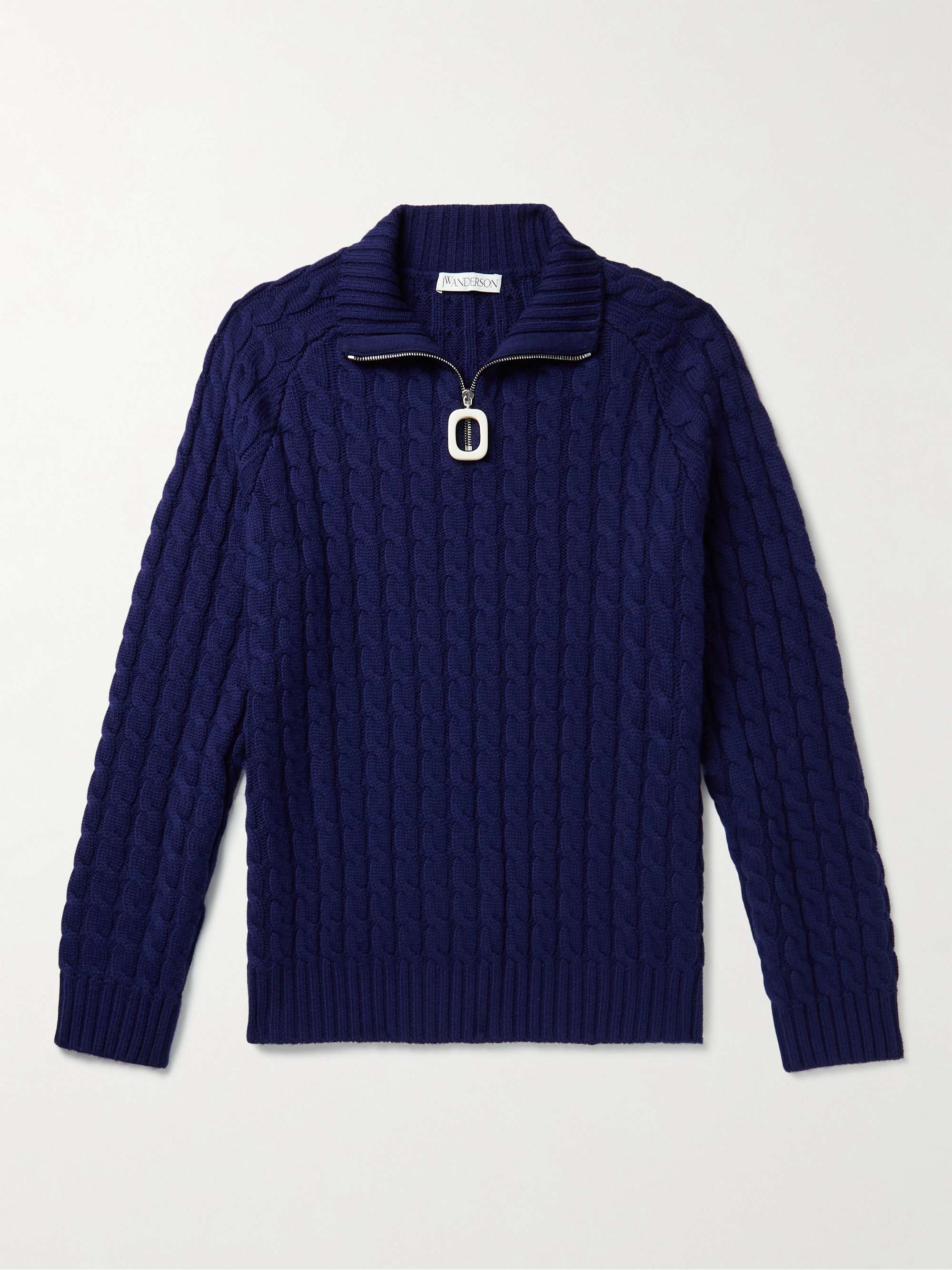 JW ANDERSON Slim-Fit Cable-Knit Merino Wool Half-Zip Sweater
