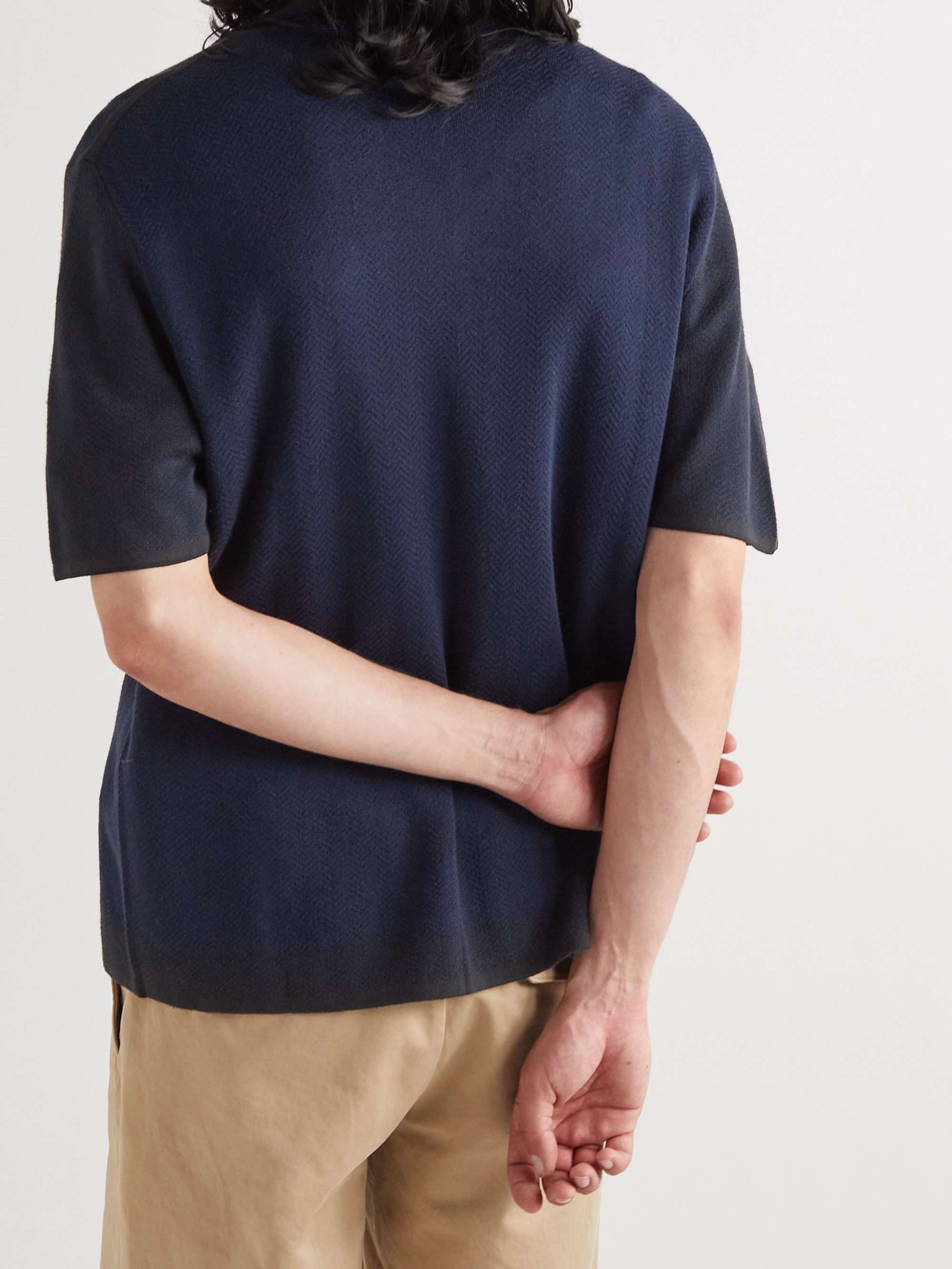 RAG & BONE Avery Camp-Collar Herringbone Voile Shirt