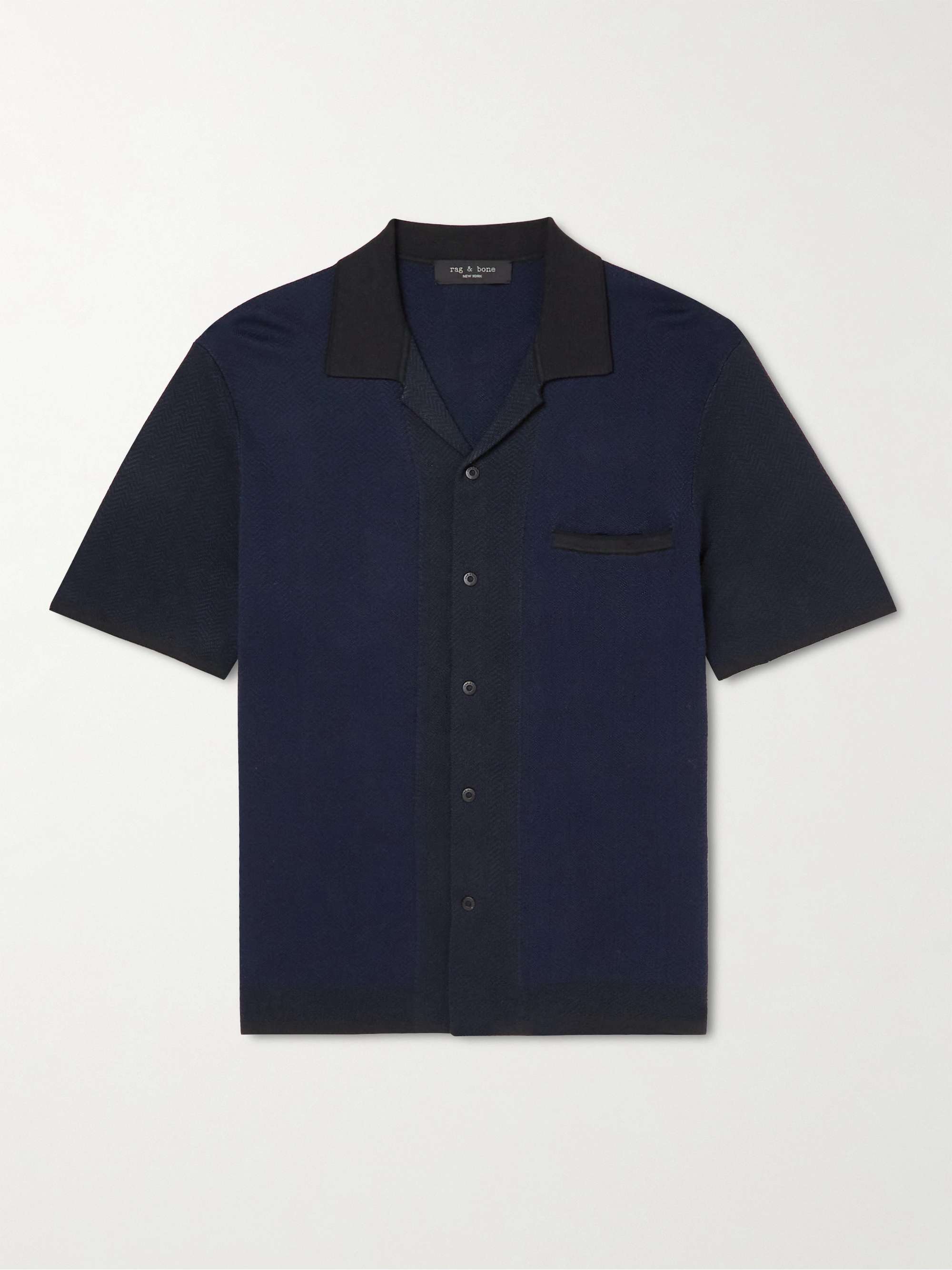 RAG & BONE Avery Camp-Collar Herringbone Voile Shirt