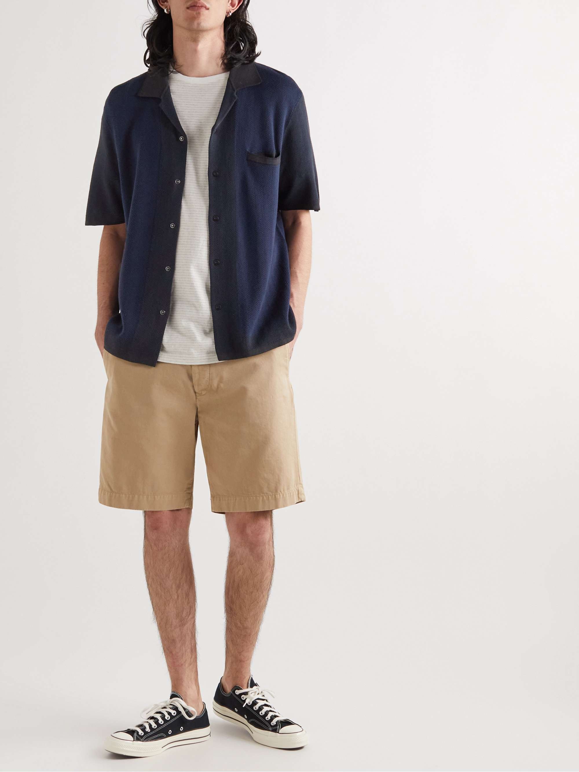 RAG & BONE Avery Camp-Collar Herringbone Voile Shirt
