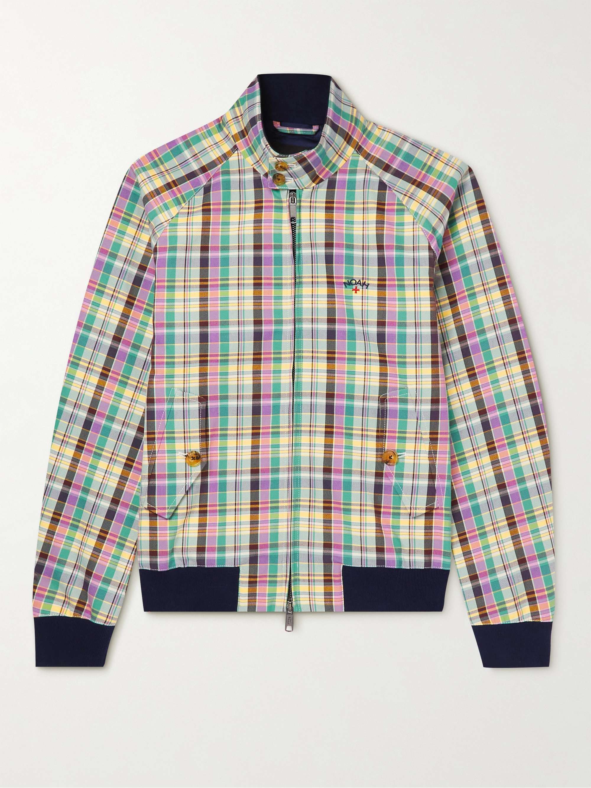 BARACUTA + Noah G9 Checked Cotton-Twill Harrington Jacket