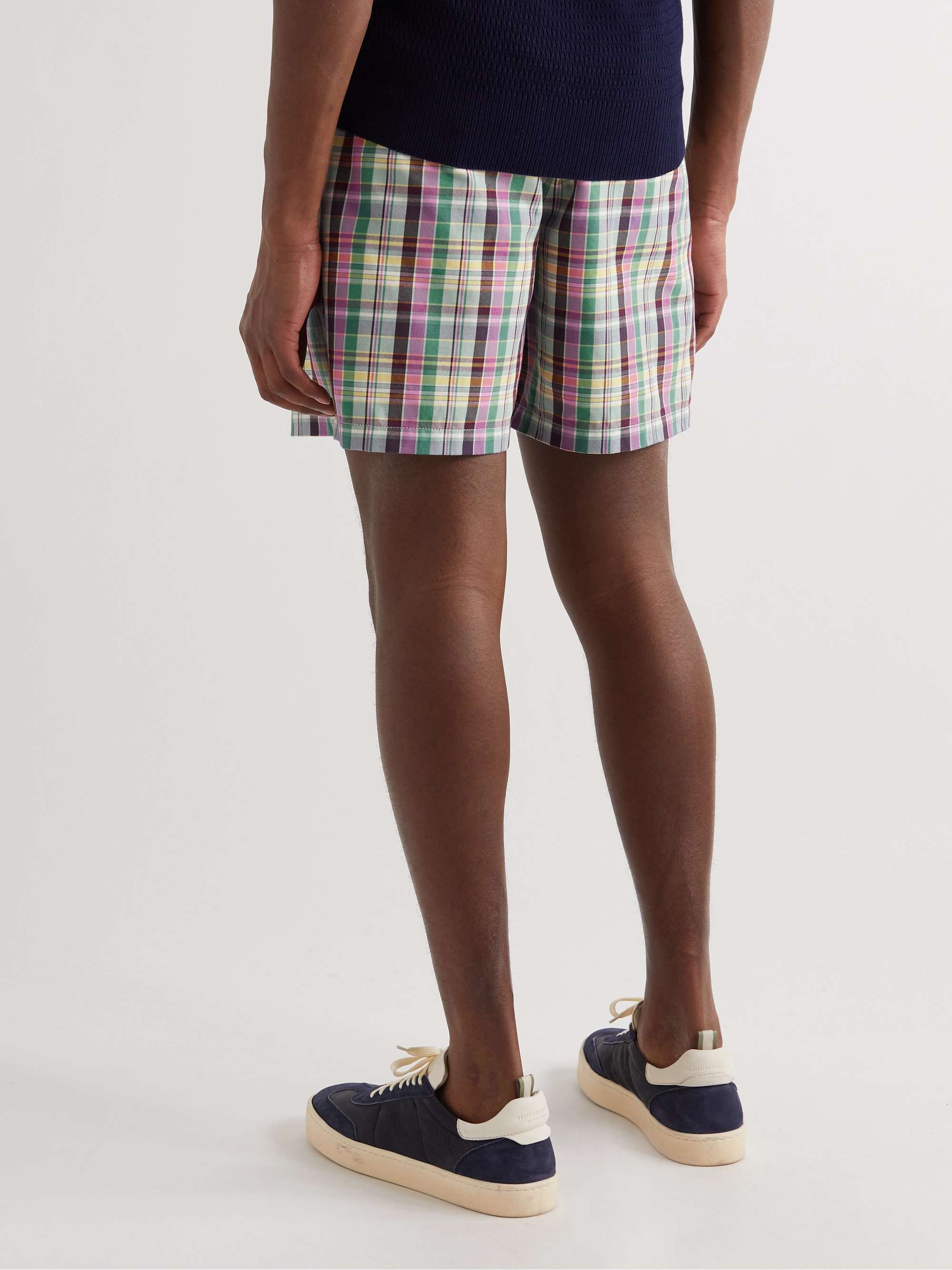 BARACUTA + Noah Straight-Leg Checked Cotton-Twill Drawstring Shorts