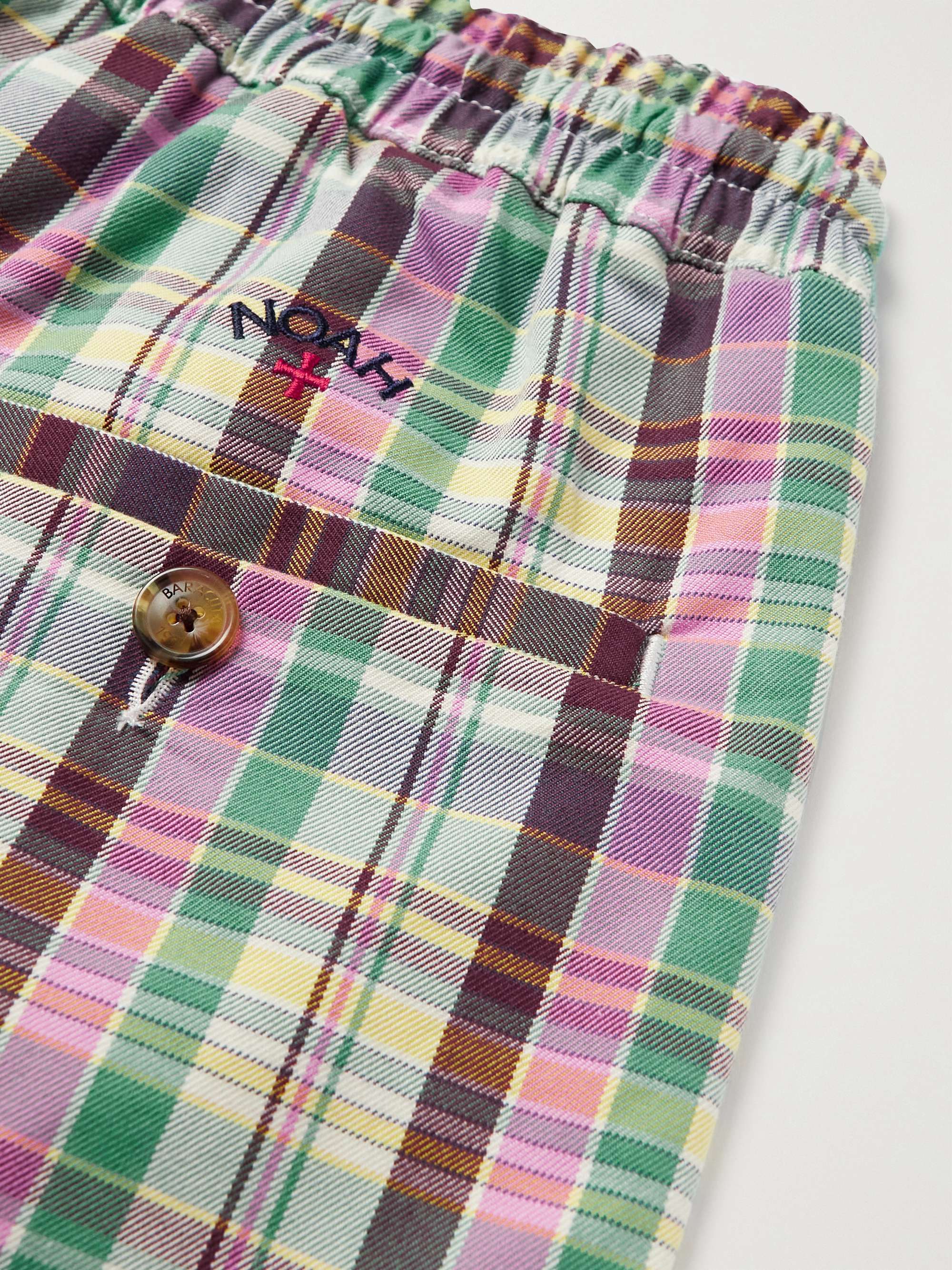 BARACUTA + Noah Straight-Leg Checked Cotton-Twill Drawstring Shorts