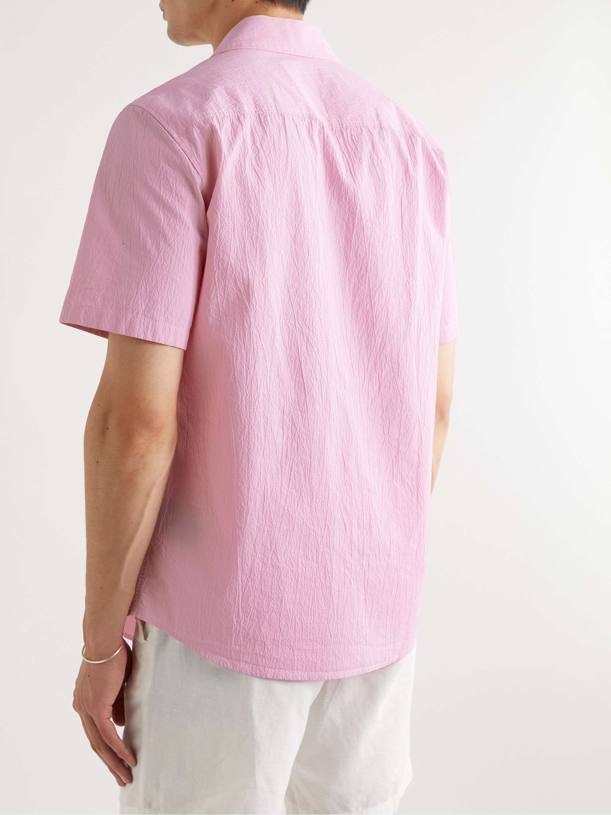 CLUB MONACO Camp-Collar Cotton-Blend Seersucker Shirt for Men | MR PORTER
