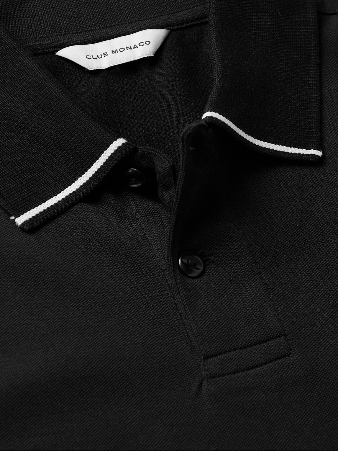 Shop Club Monaco Stretch-cotton Piqué Polo Shirt In Black