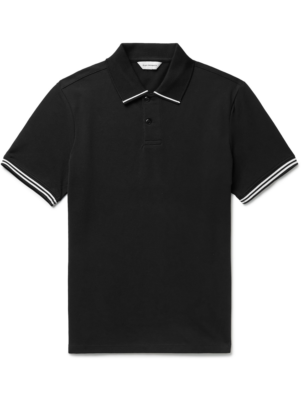 Shop Club Monaco Stretch-cotton Piqué Polo Shirt In Black