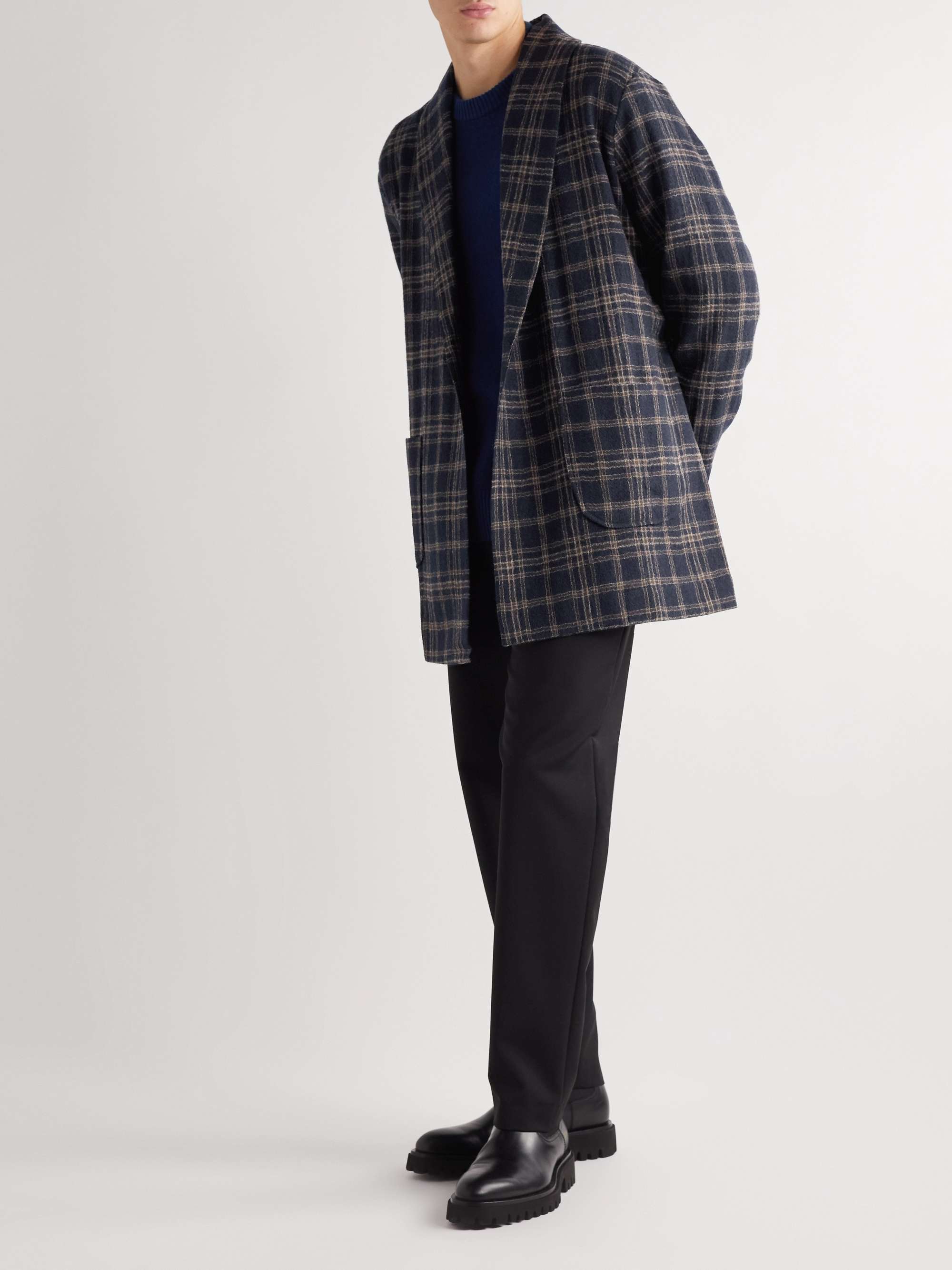 Plaid wool sales coat mens