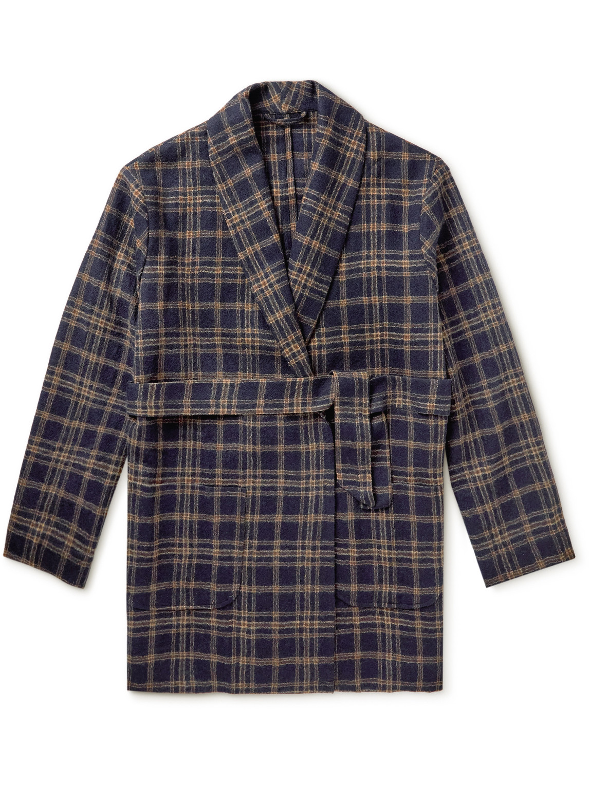 Belted Checked Wool Jacket
