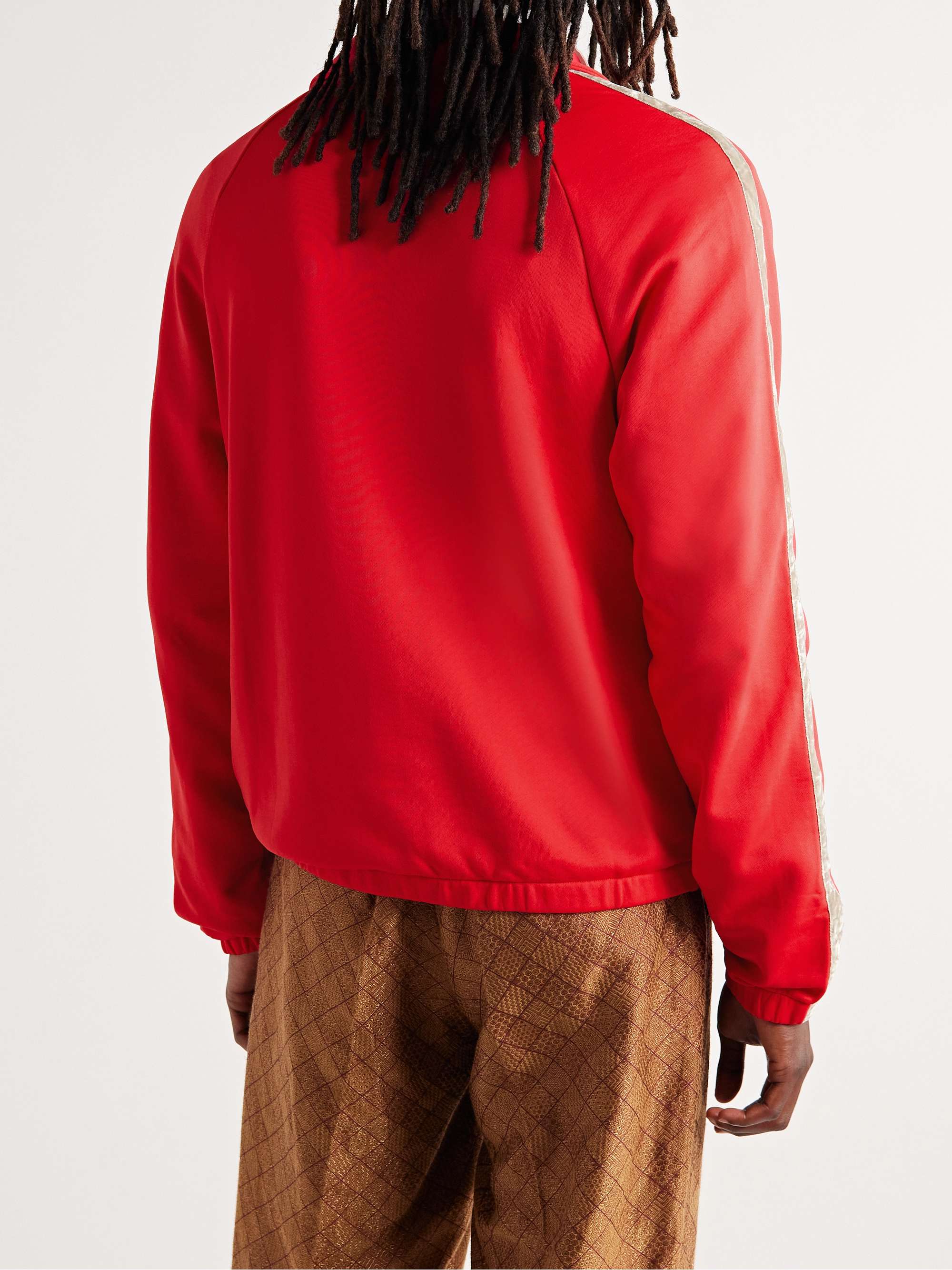 ACNE STUDIOS Fremont Velvet-Trimmed Cotton-Blend Jersey Zip-Up Sweatshirt