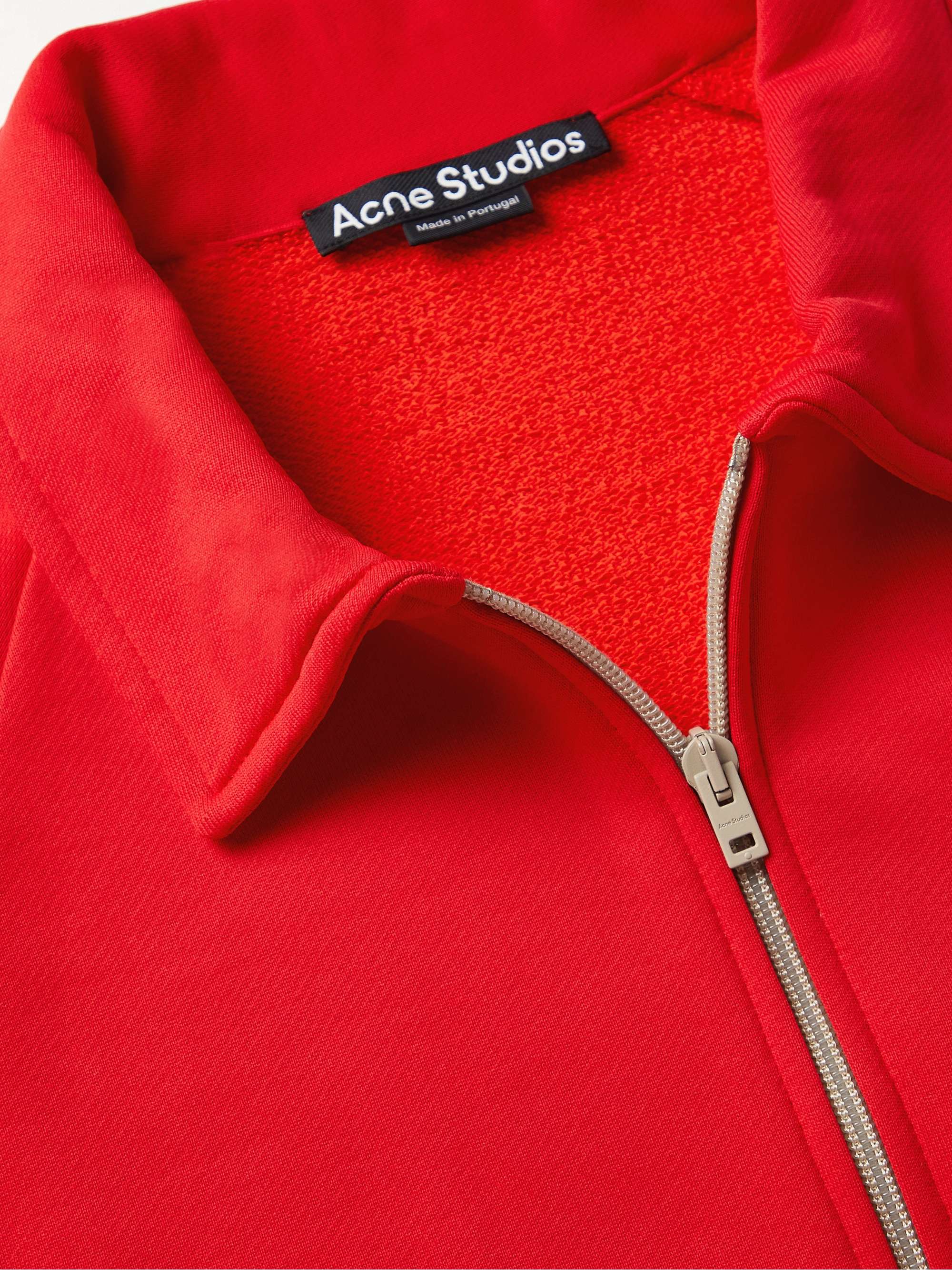 ACNE STUDIOS Fremont Velvet-Trimmed Cotton-Blend Jersey Zip-Up Sweatshirt