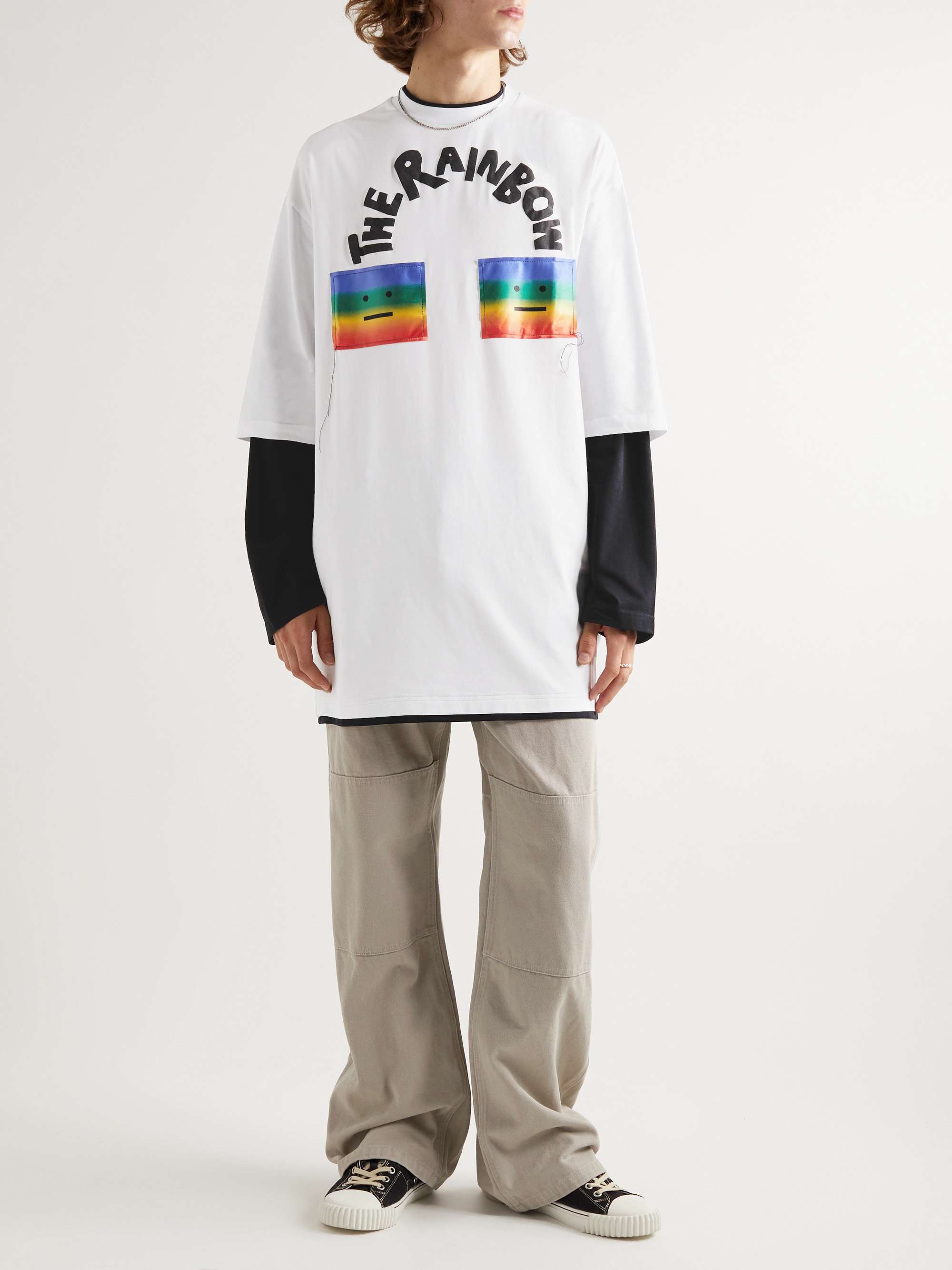 ACNE STUDIOS Oversized Logo-Appliquéd Printed Stretch-Cotton T-Shirt