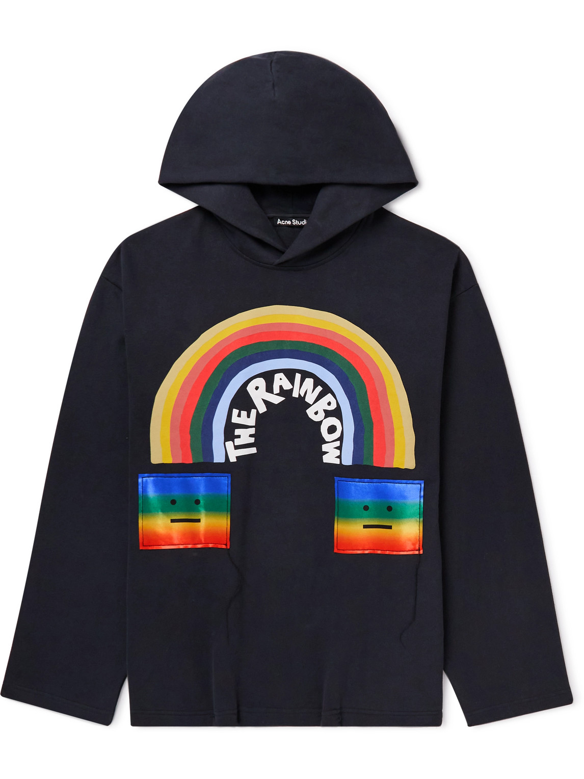Acne Studios - Oversized Logo-Appliquéd Flocked-Print Fleece-Back Cotton-Jersey Hoodie - Men - Black - M
