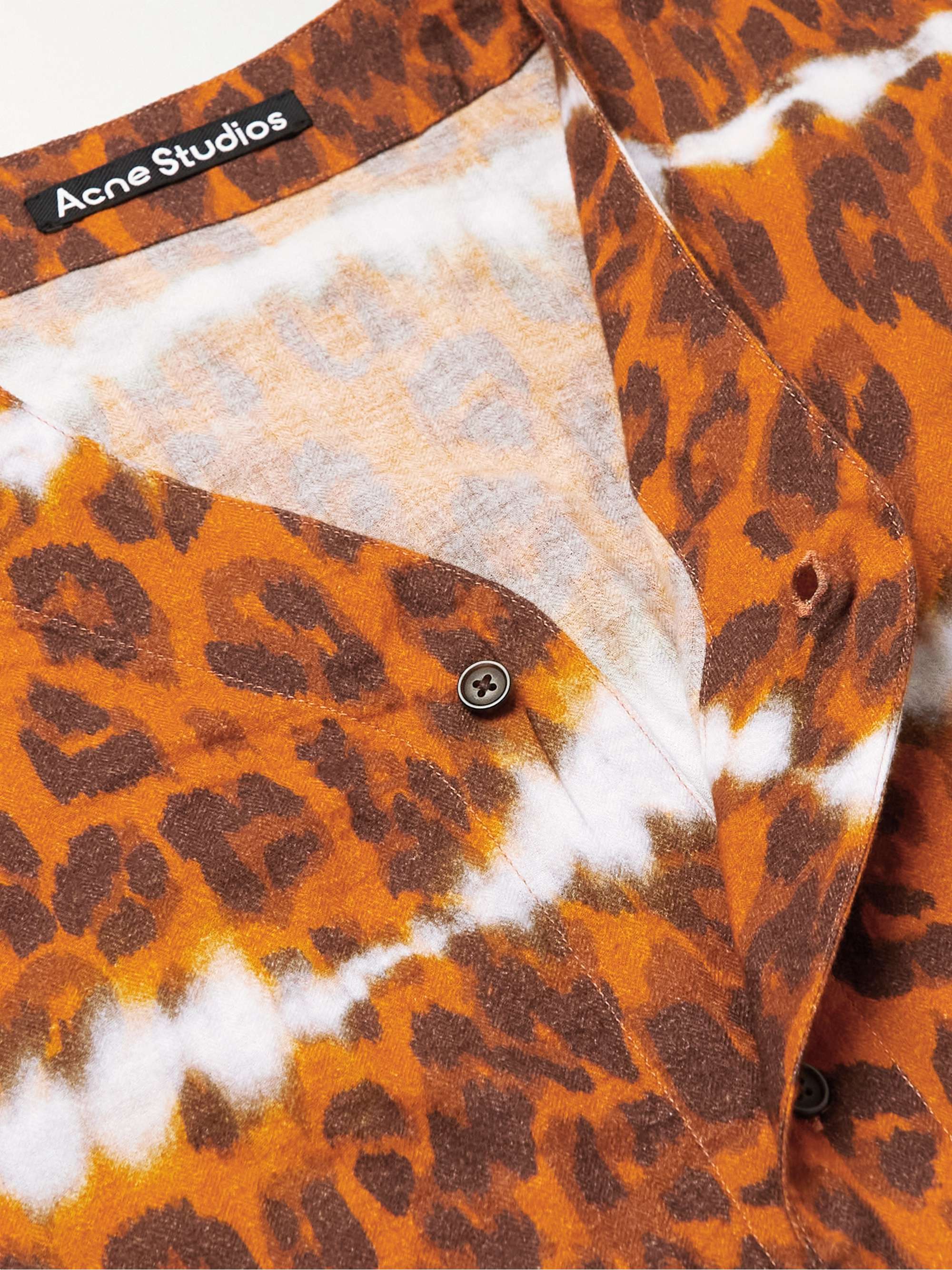 ACNE STUDIOS Sandit Leopard-Print Herringbone Organic Cotton-Blend Shirt