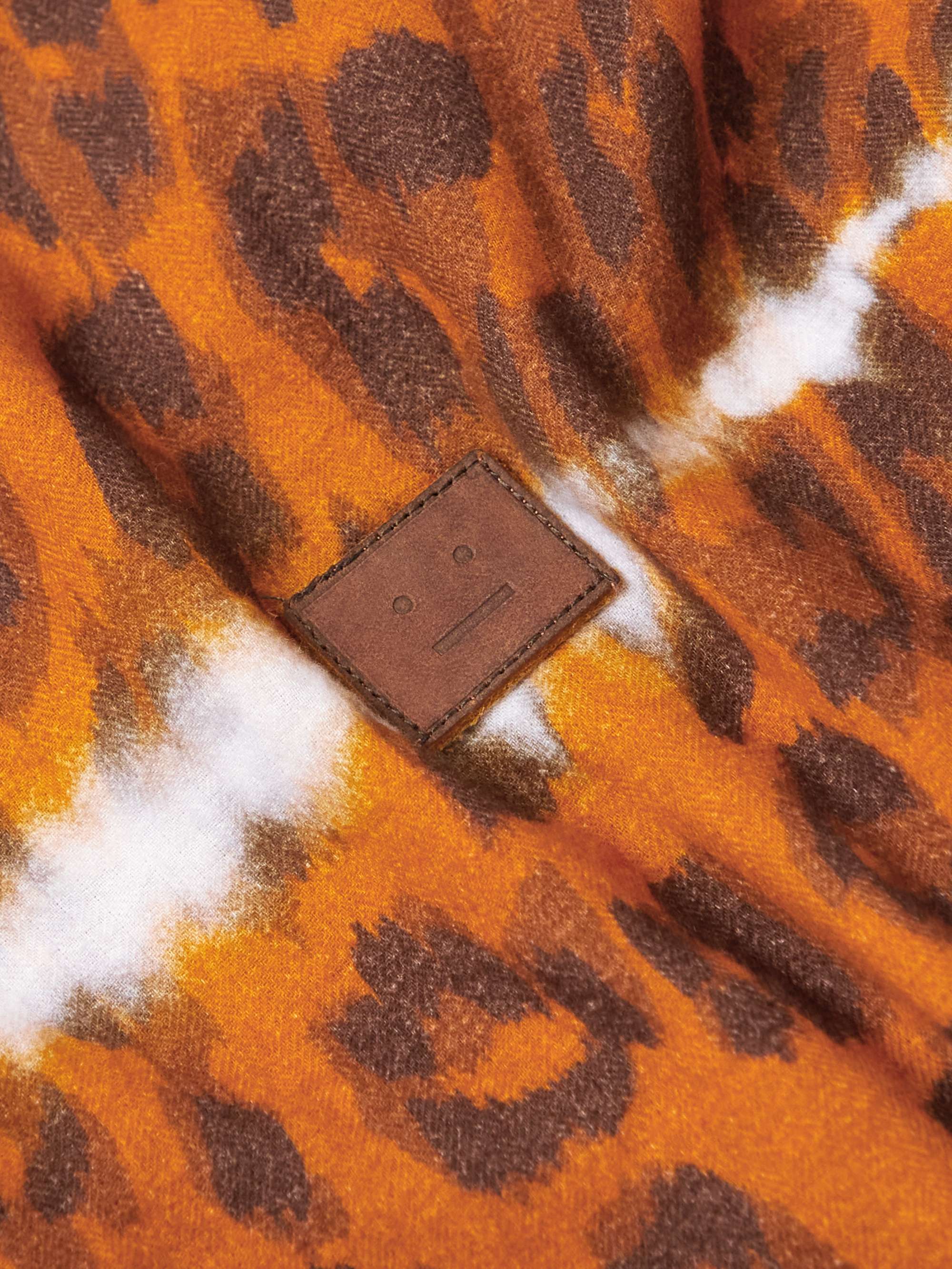 ACNE STUDIOS Sandit Leopard-Print Herringbone Organic Cotton-Blend Shirt