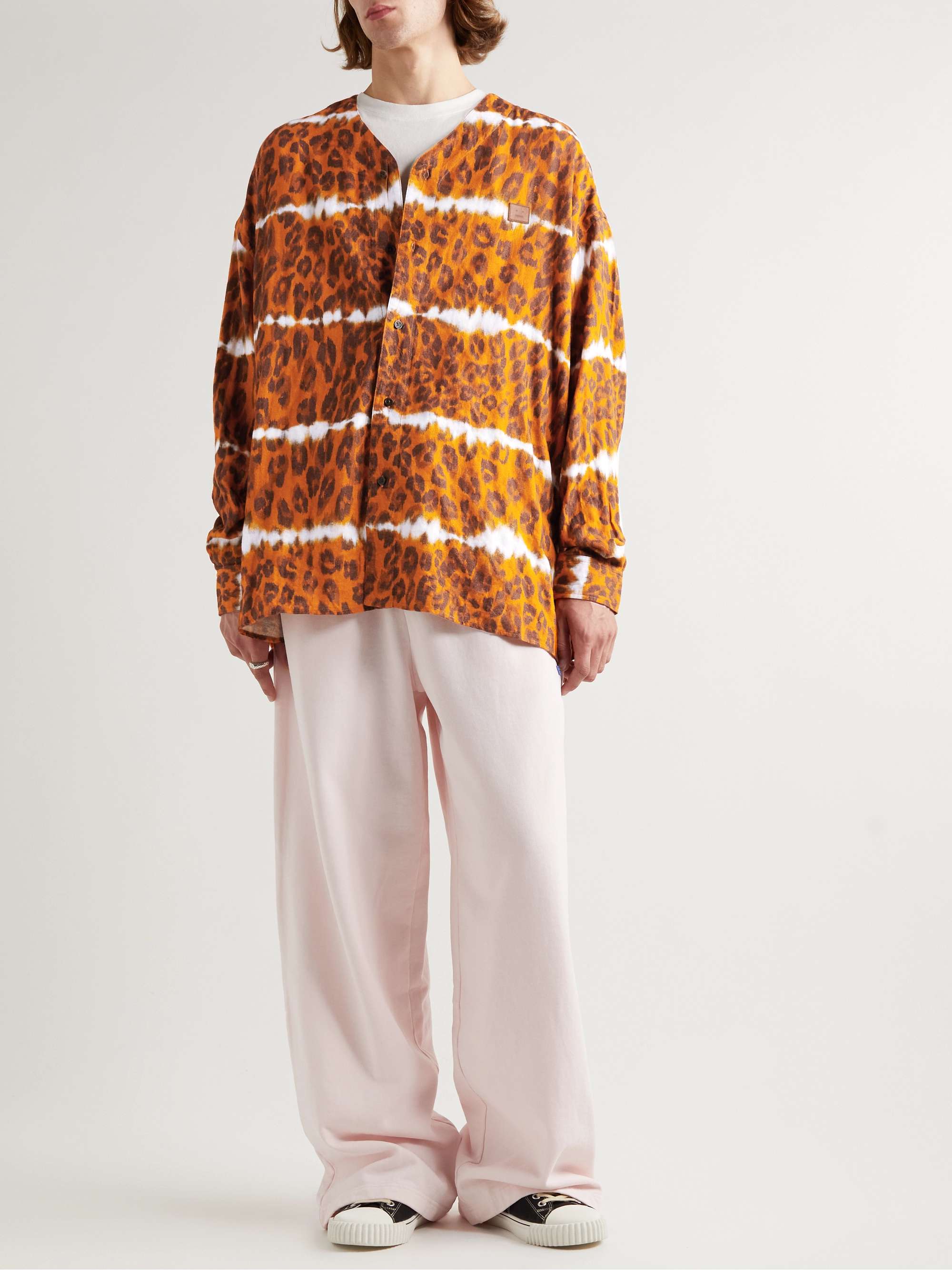 ACNE STUDIOS Sandit Leopard-Print Herringbone Organic Cotton-Blend Shirt