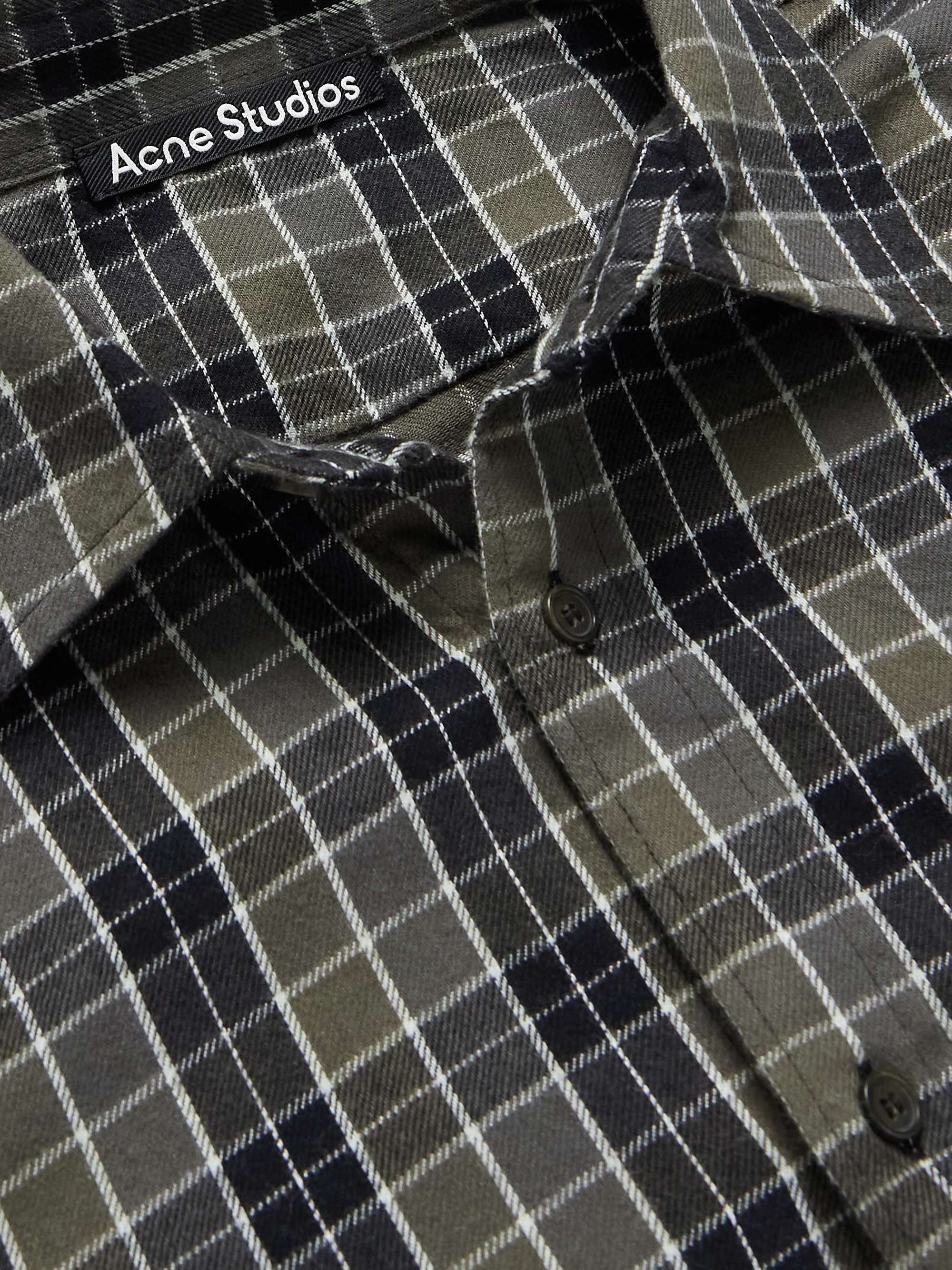 Oversized Logo-Appliquéd Checked Cotton-Flannel Shirt